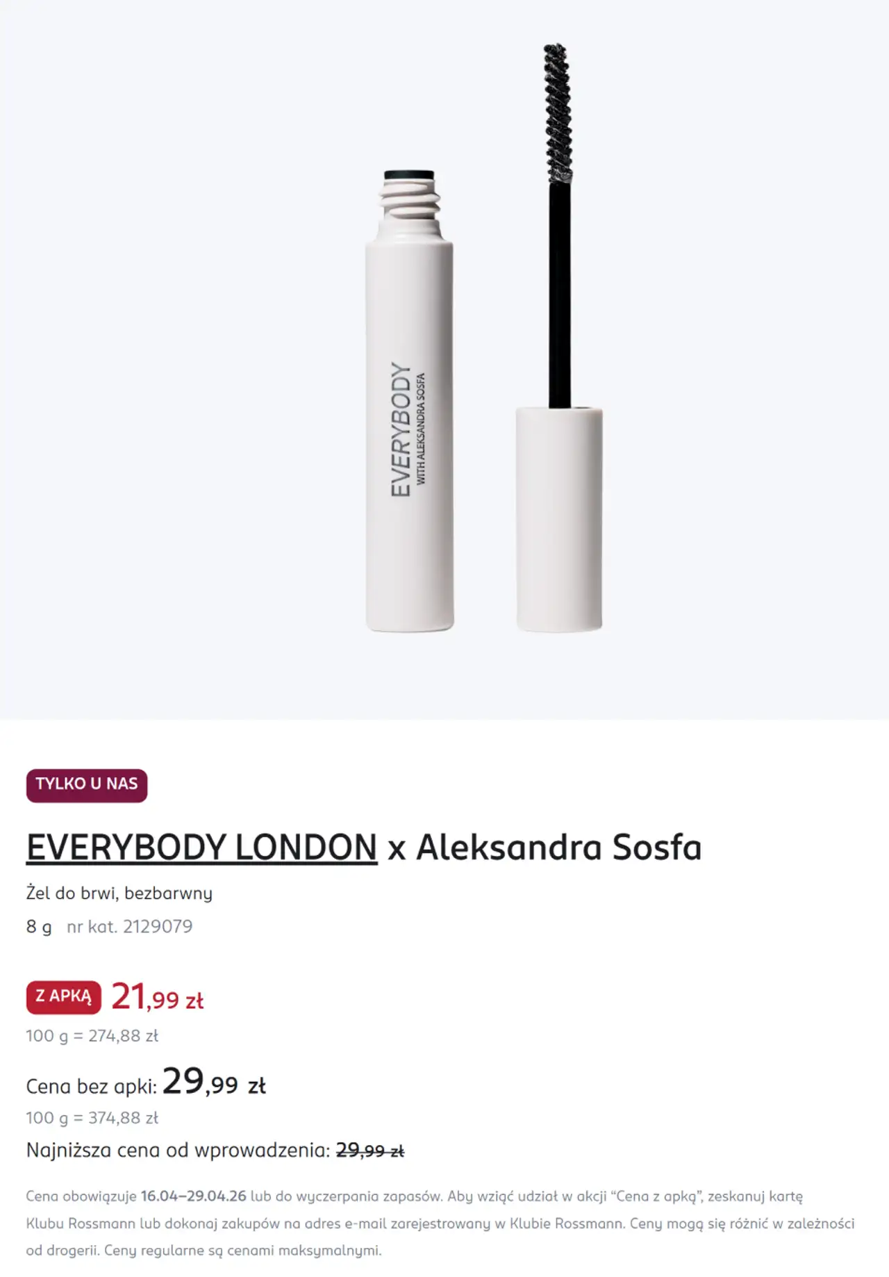 EVERYBODY LONDON x Aleksandra Sosfa Żel do brwi, bezbarwny