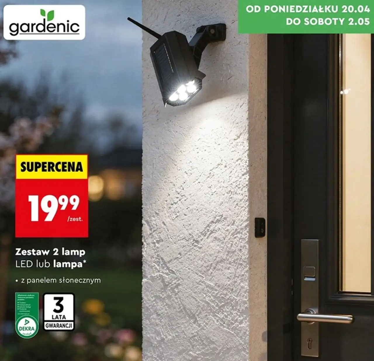 gardenic Zestaw 2 lamp LED lub lampa z panelem słonecznym