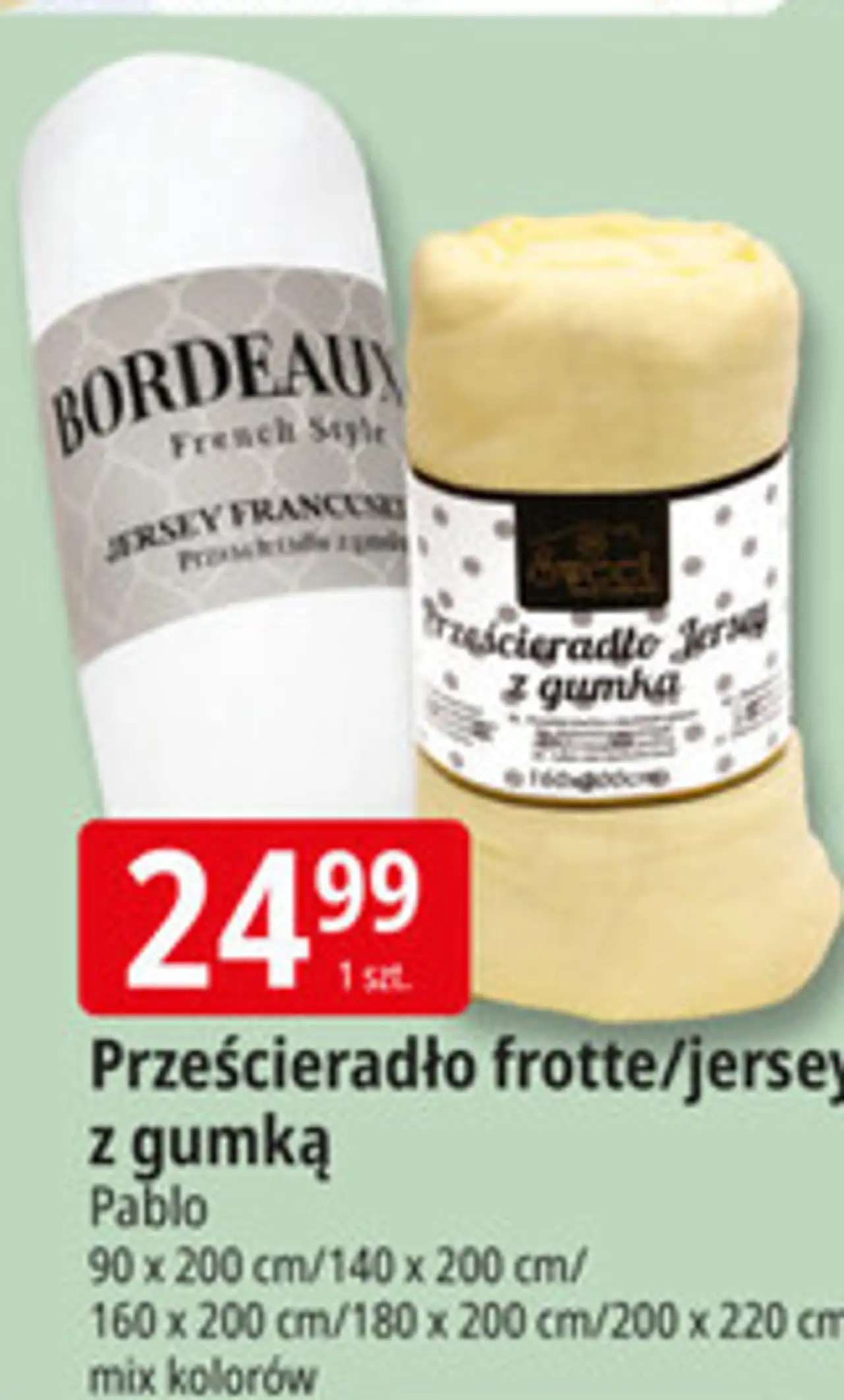 Prześcieradło frotte/jersey z gumką Pablo 90 x 200 cm/140 x 200 cm/