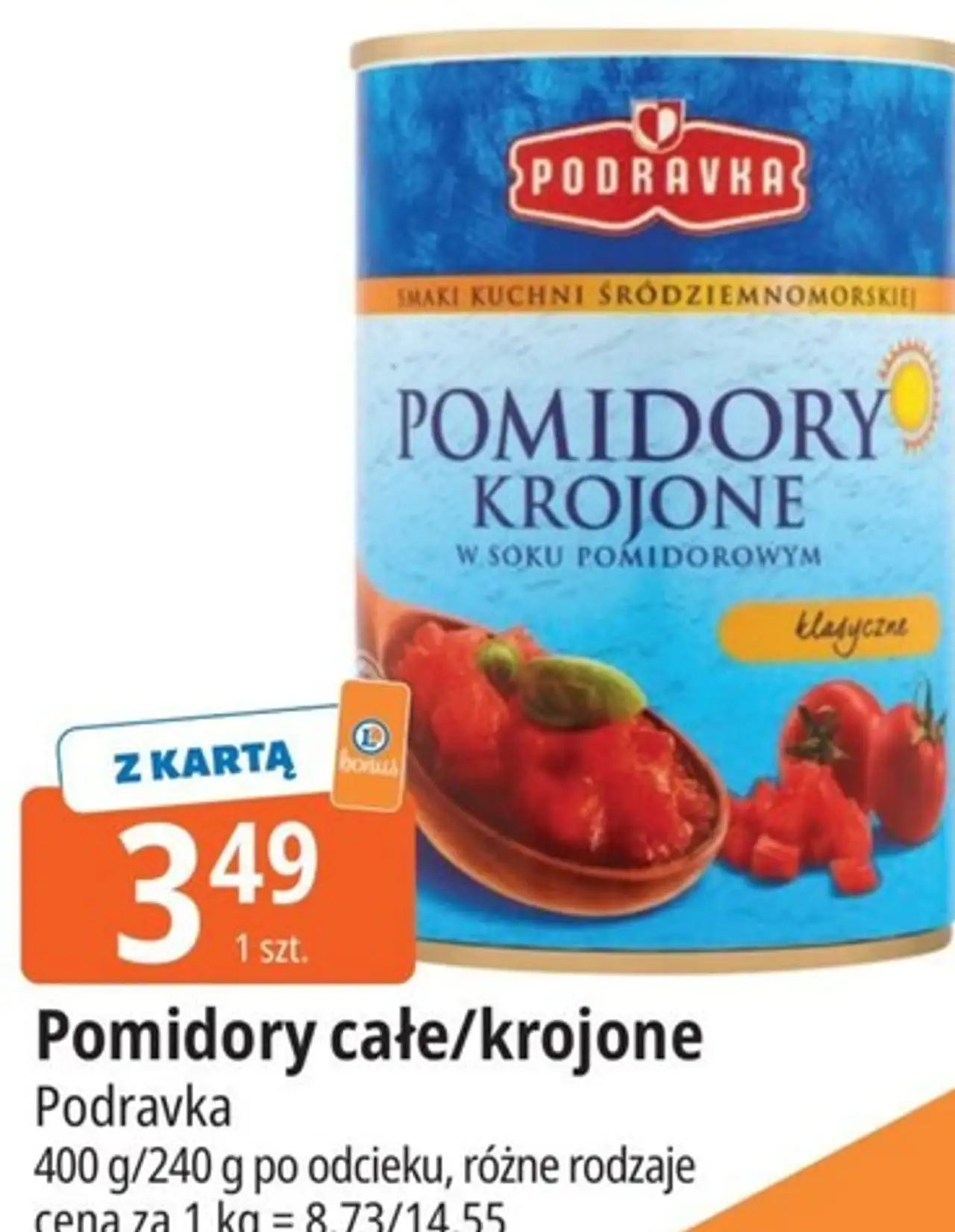 Pomidory całe/krojone Podravka 400 g/240 g po odcieku, różne rodzaje