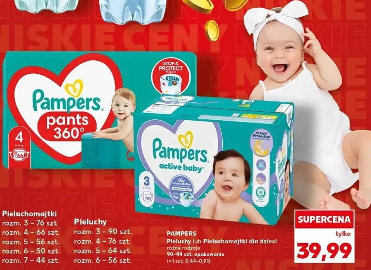 PAMPERS Pieluchy lub Pieluchomajtki dla dzieci