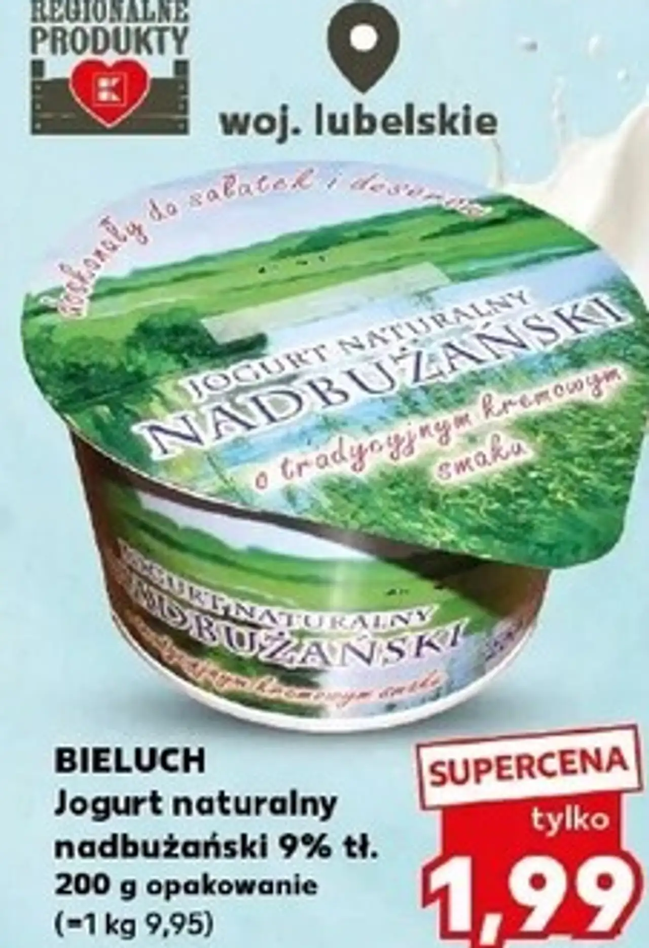 BIELUCH Jogurt naturalny nadbużański 9% tł. 200 g opakowanie