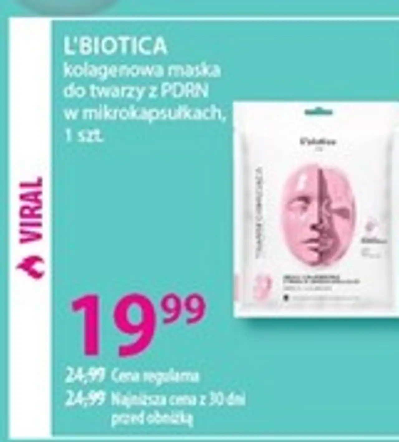 L'BIOTICA kolagenowa maska do twarzy z PDRN, w mikrokapsułkach, 1 szt.