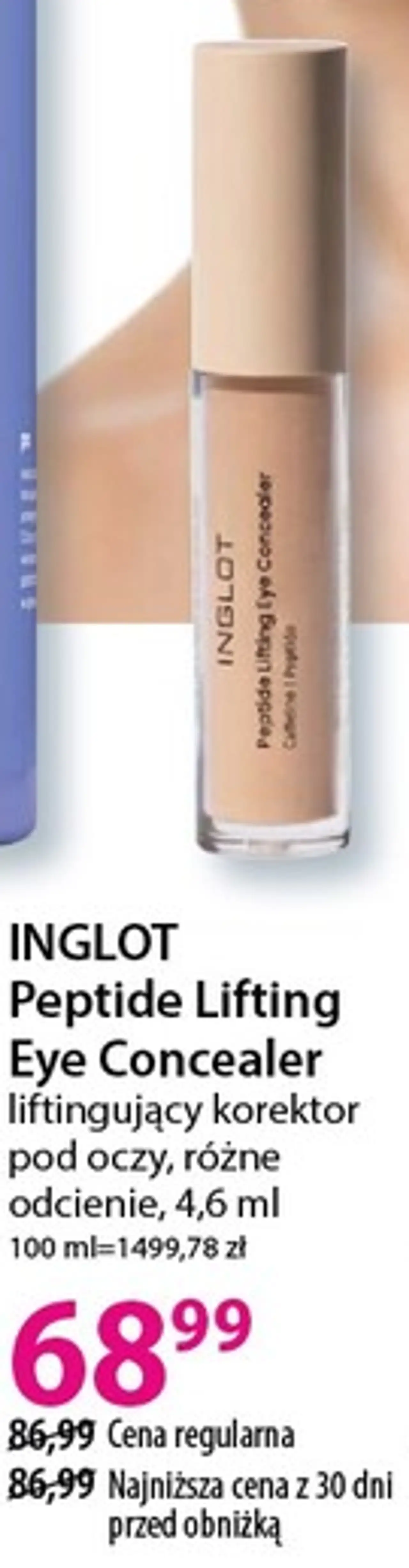 INGLOT Peptide Lifting Eye Concealer liftingujący korektor pod oczy, różne odcienie, 4,6 ml
