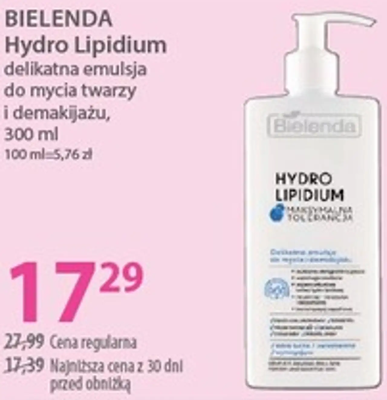 BIELENDA Hydro Lipidium delikatna emulsja do mycia twarzy i demakijażu, 300 ml