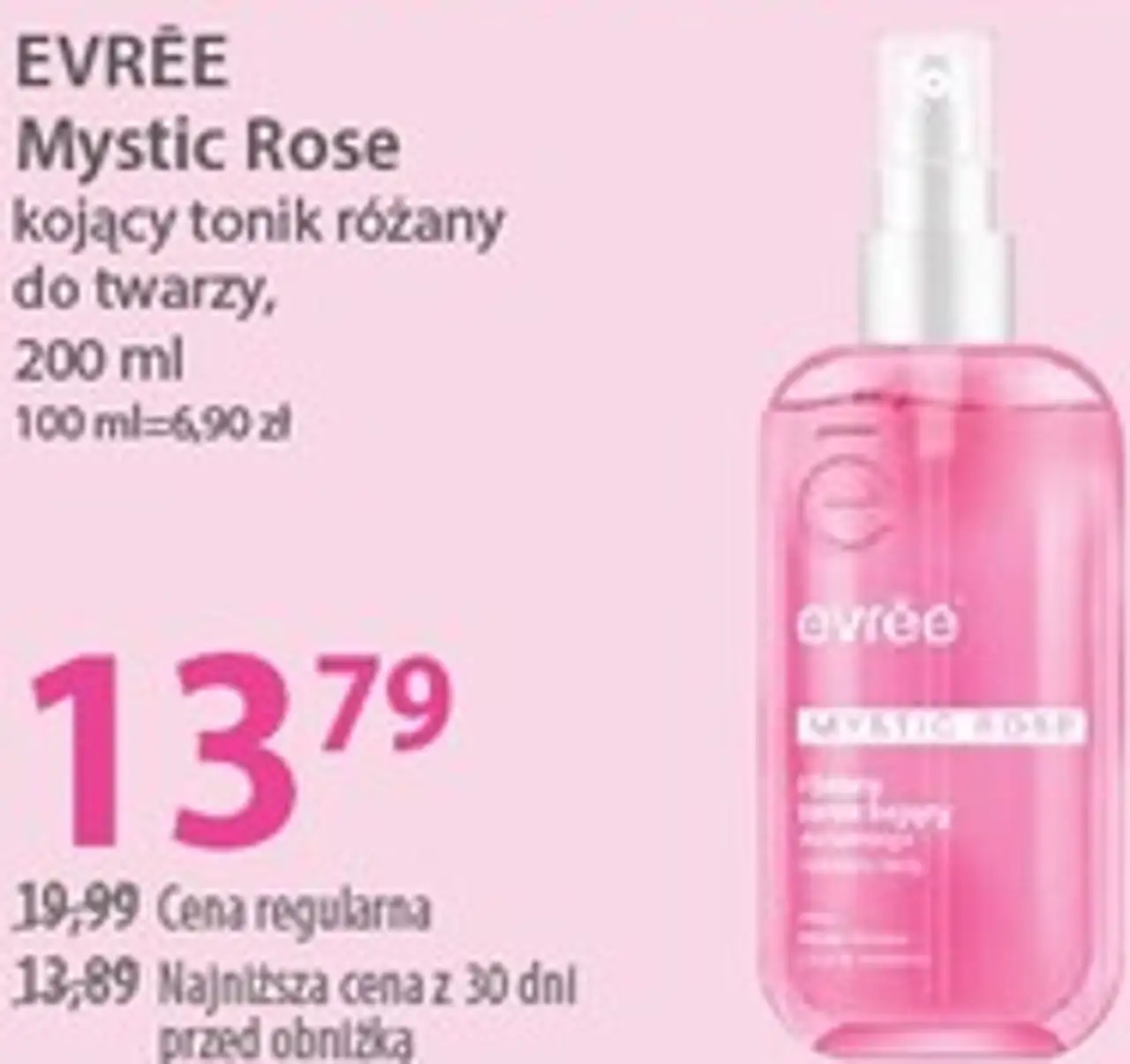EVRÉE Mystic Rose kojący tonik różany do twarzy, 200 ml