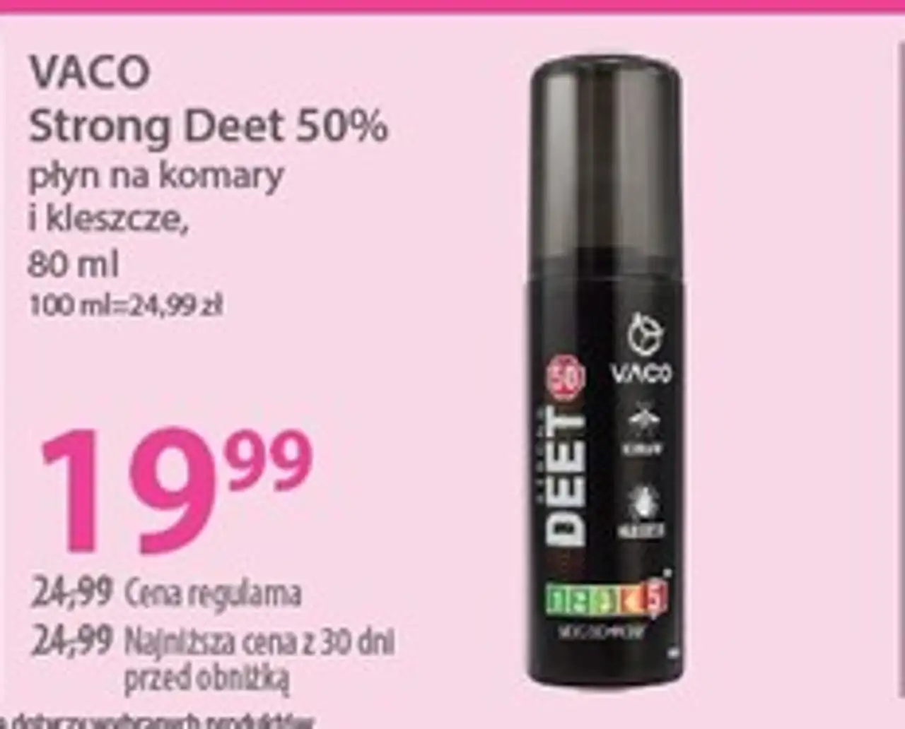 VACO Strong Deet 50% płyn na komary i kleszcze, 80 ml