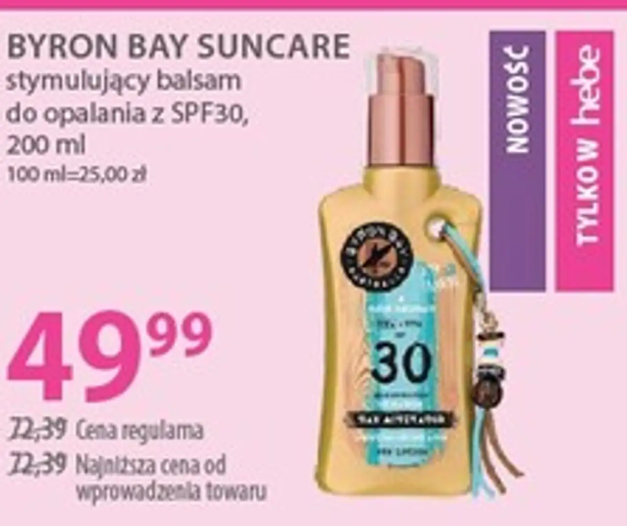 BYRON BAY SUNCARE stymulujący balsam do opalania z SPF30, 200 ml