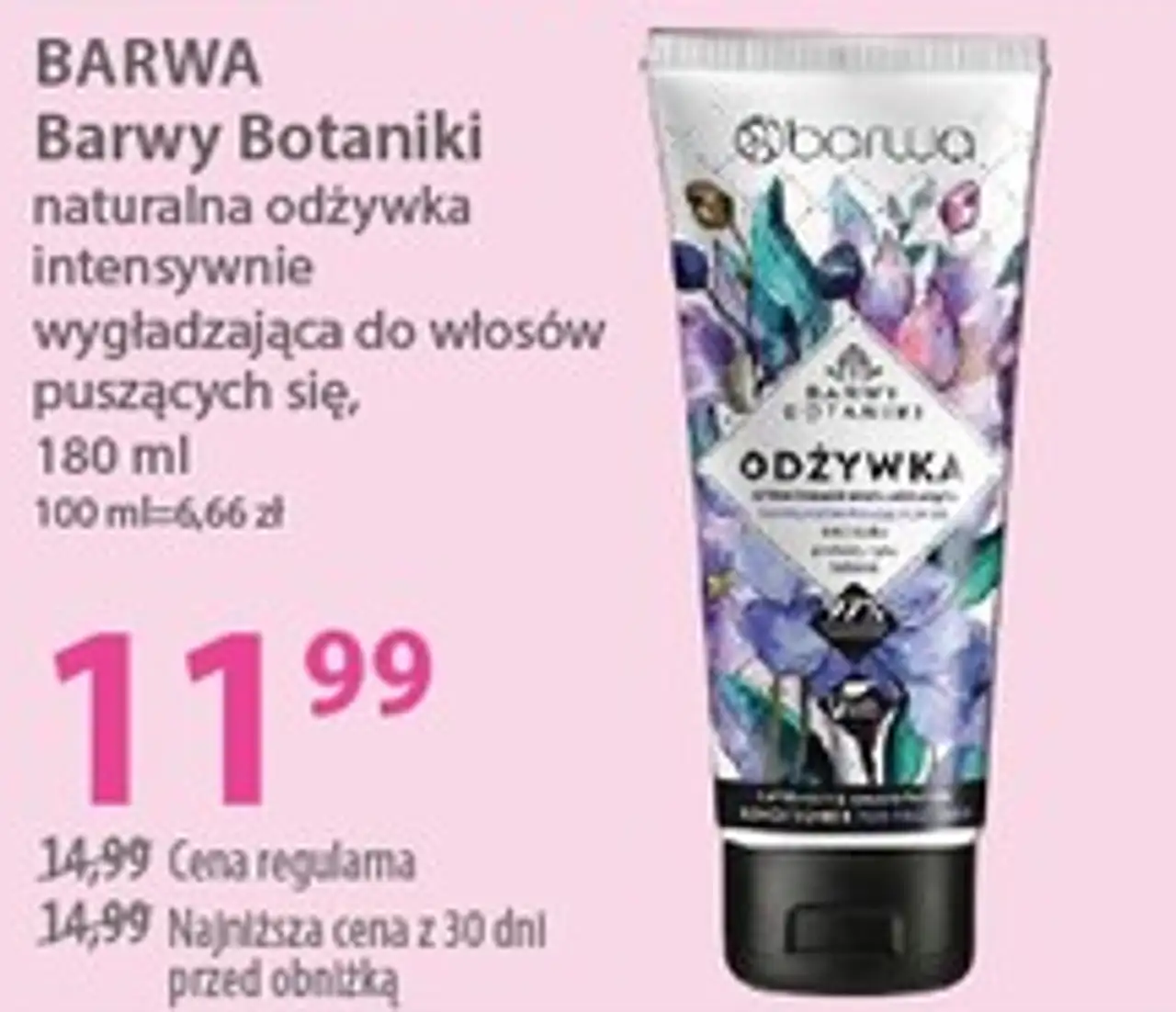 BARWA Barwy Botaniki naturalna odżywka intensywnie wygładzająca do włosów puszących się, 180 ml