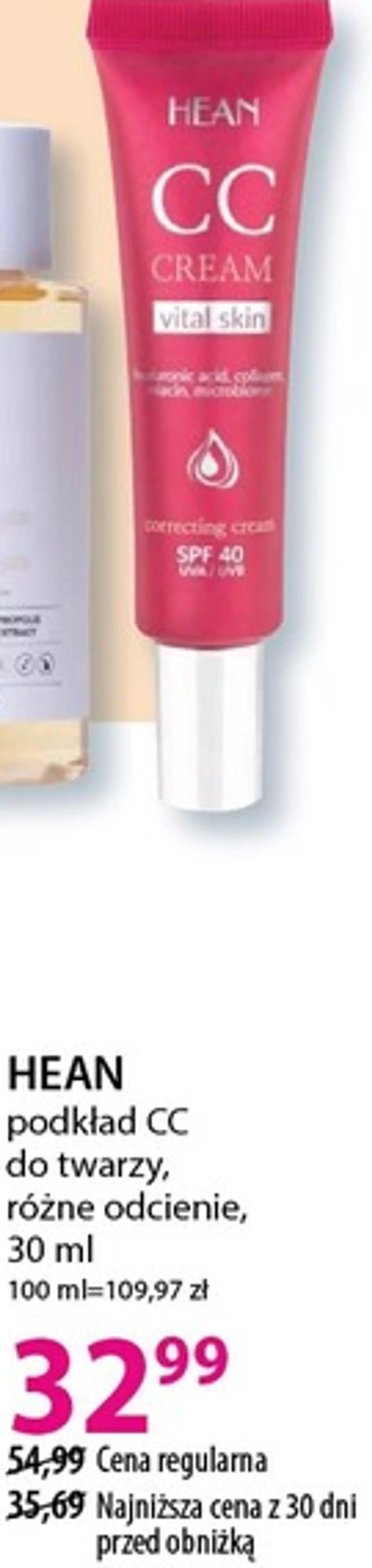 HEAN podkład CC do twarzy, różne odcienie, 30 ml