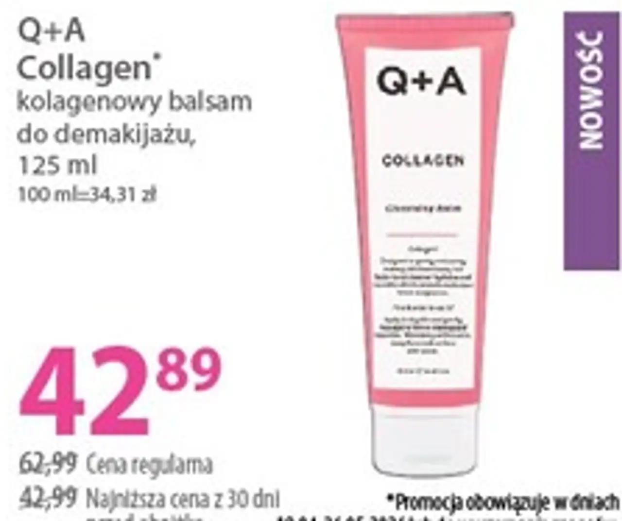 Q+A Collagen* kolagenowy balsam do demakijażu, 125 ml