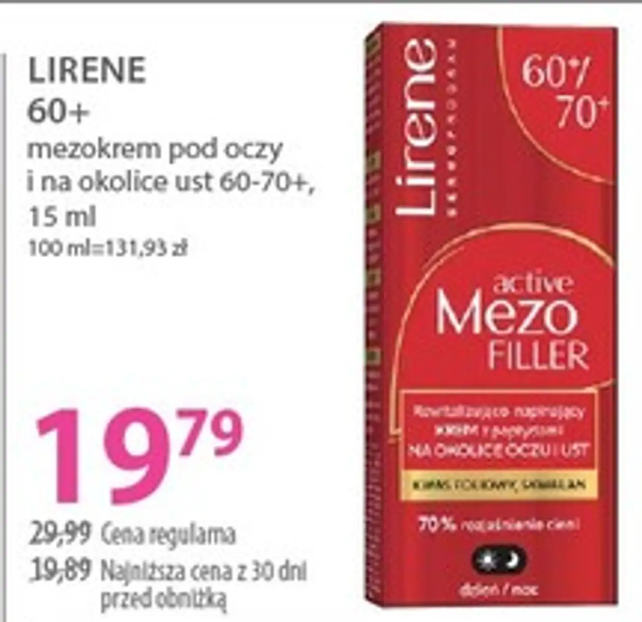 LIRENE 60+ mezokrem pod oczy i na okolice ust 60-70+, 15 ml