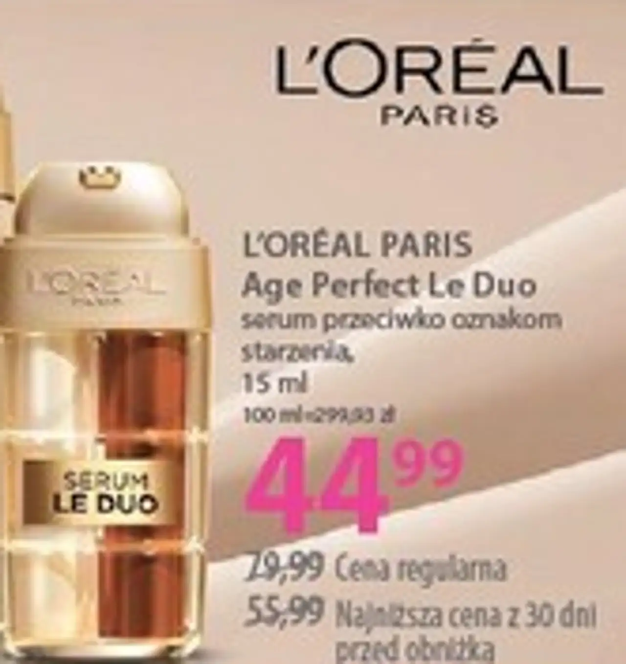 L'ORÉAL PARIS Age Perfect Le Duo serum przeciwko oznakom starzenia, 15 ml