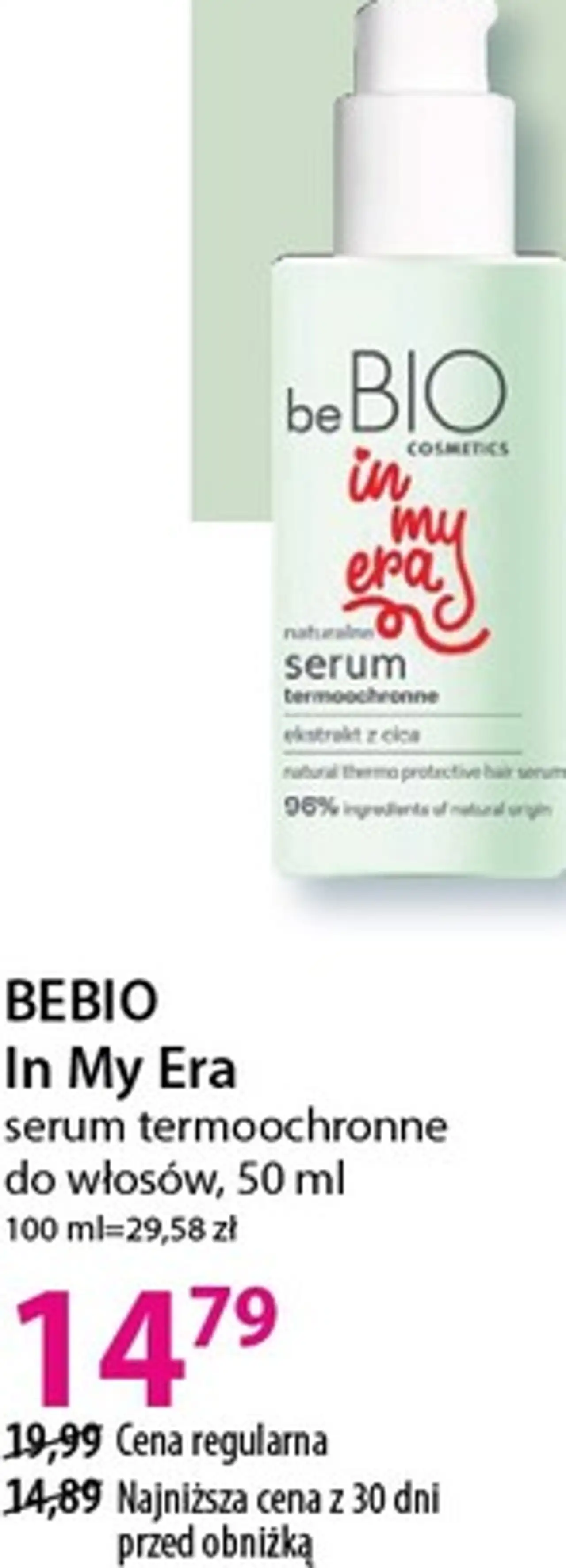 BEBIO In My Era serum termoochronne do włosów, 50 ml