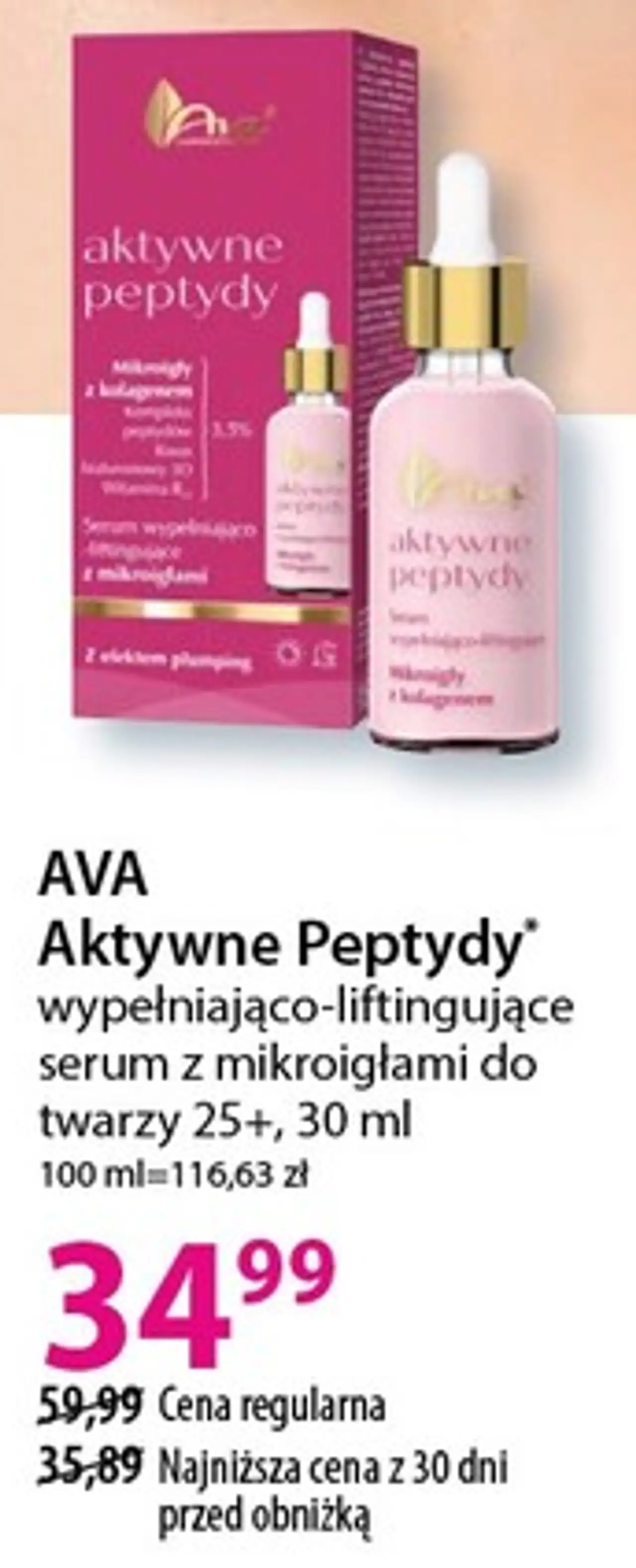 AVA Aktywne Peptydy wypełniająco-liftingujące serum z mikroigłami do twarzy 25+, 30 ml