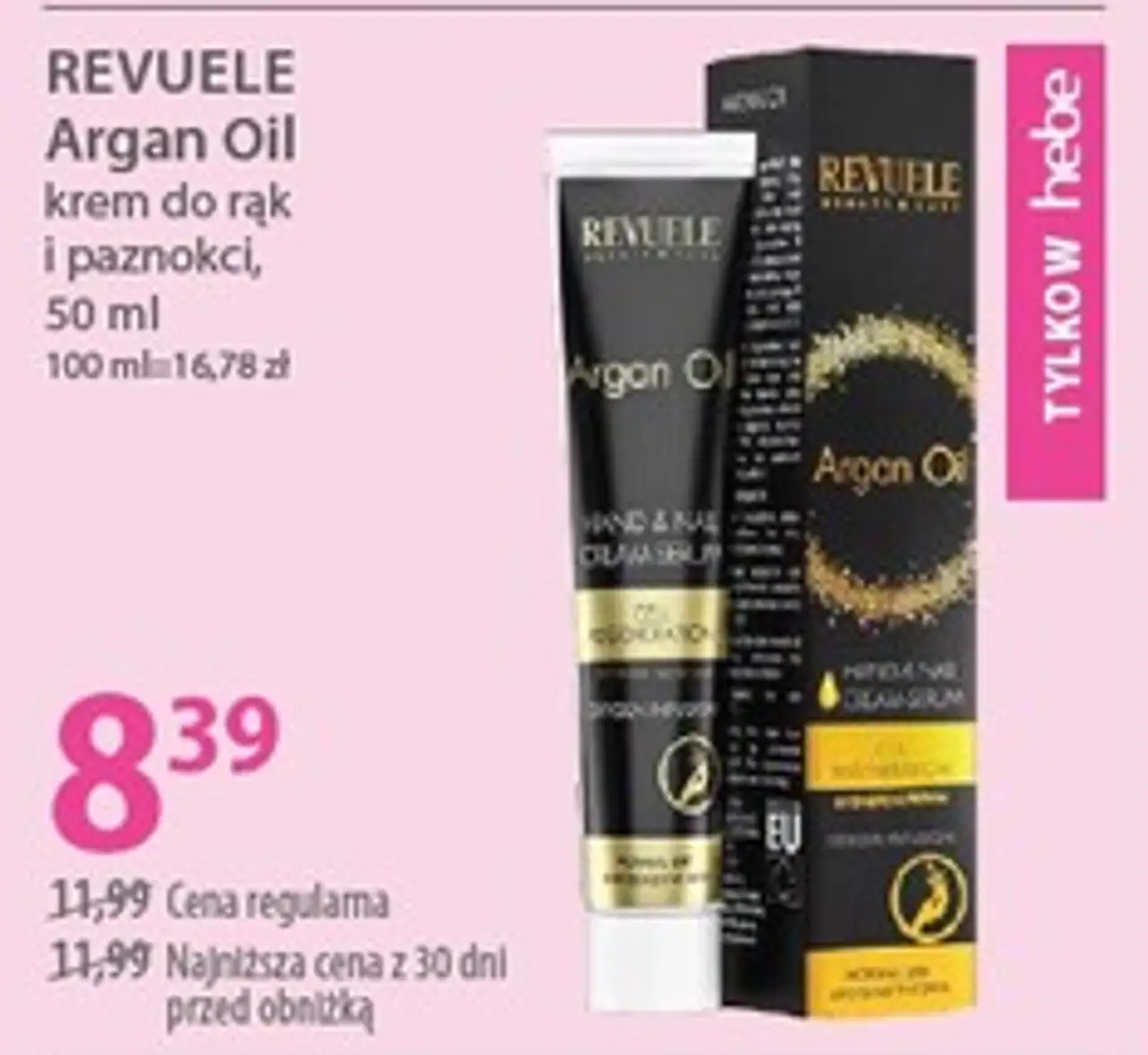 REVUELE Argan Oil krem do rąk i paznokci, 50 ml