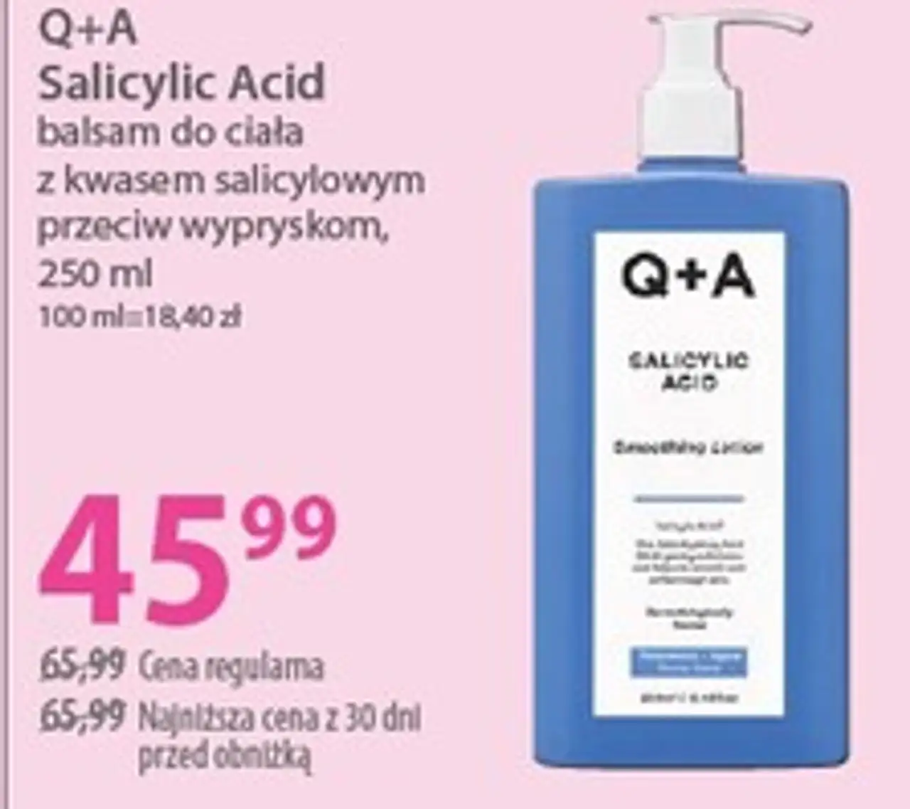 Q+A Salicylic Acid balsam do ciała z kwasem salicylowym przeciw wypryskom, 250 ml
