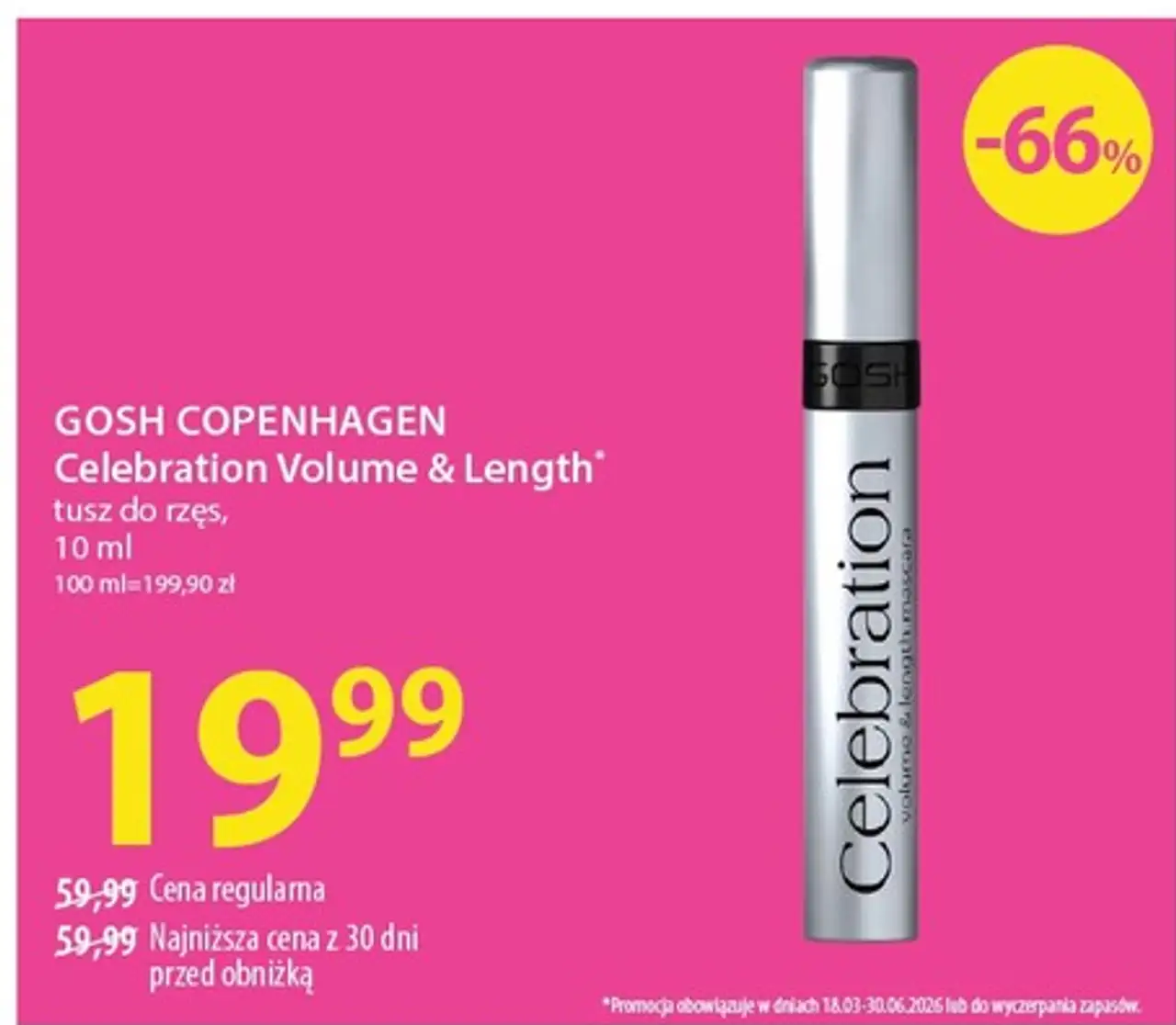 GOSH COPENHAGEN Celebration Volume & Length tusz do rzęs, 10 ml