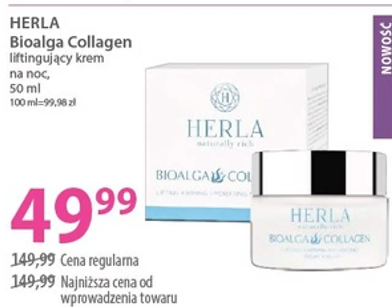 HERLA Bioalga Collagen liftingujący krem na noc, 50 ml