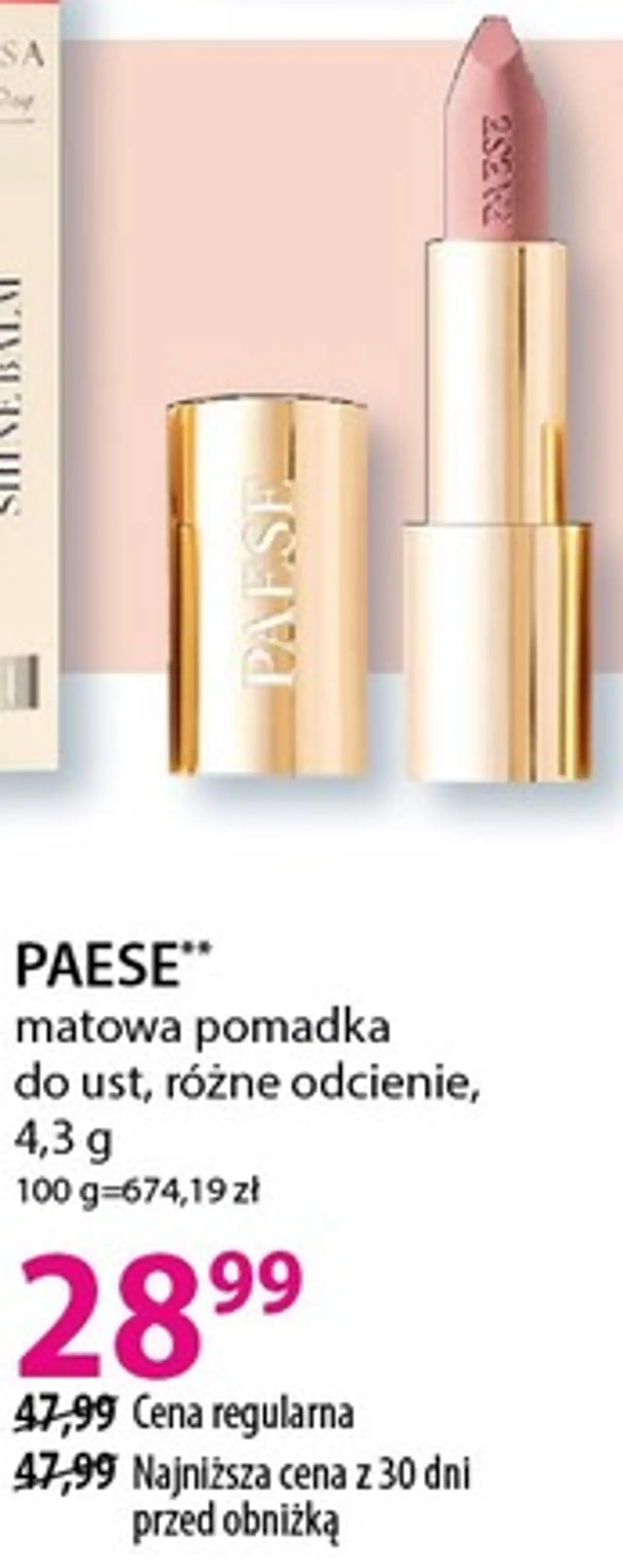 PAESE** matowa pomadka do ust, różne odcienie, 4,3 g