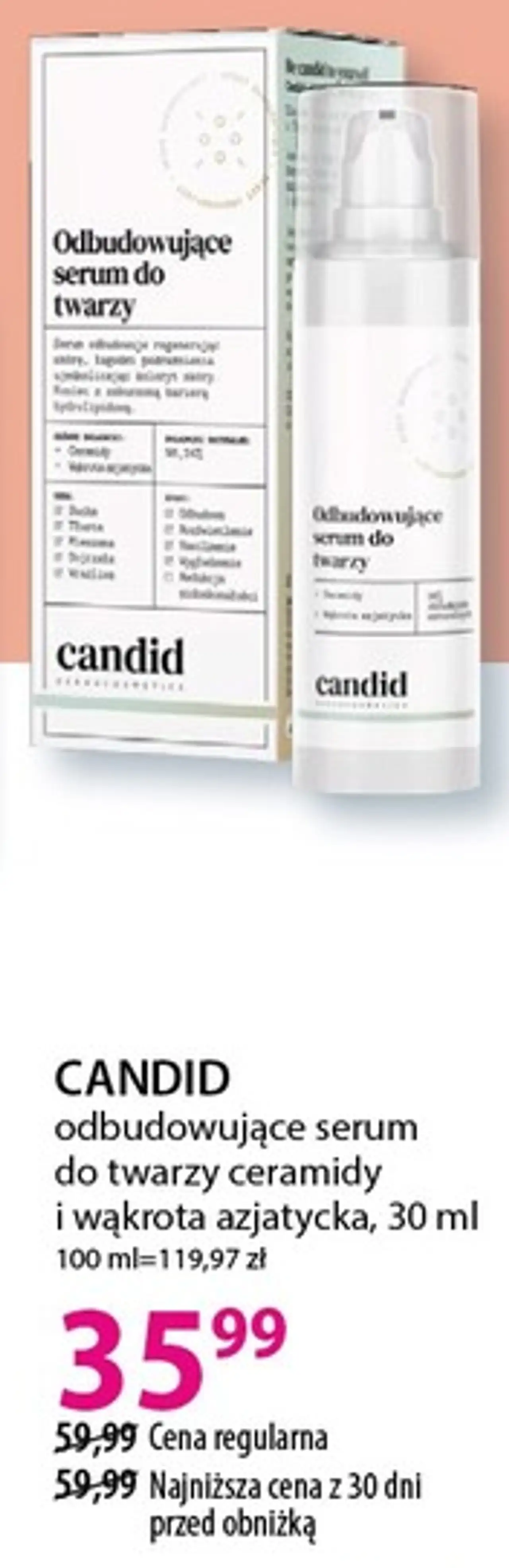 CANDID odbudowujące serum do twarzy ceramidy i wąkrota azjatycka, 30 ml
