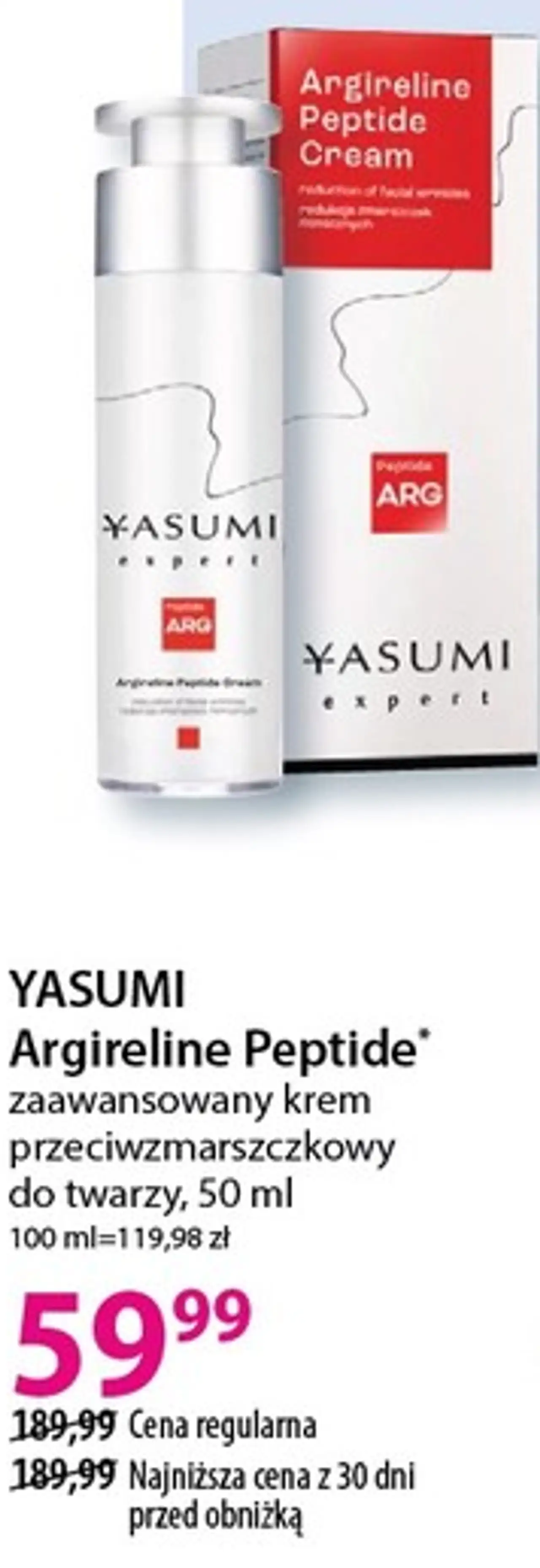 YASUMI Argireline Peptide zaawansowany krem przeciwzmarszczkowy do twarzy, 50 ml