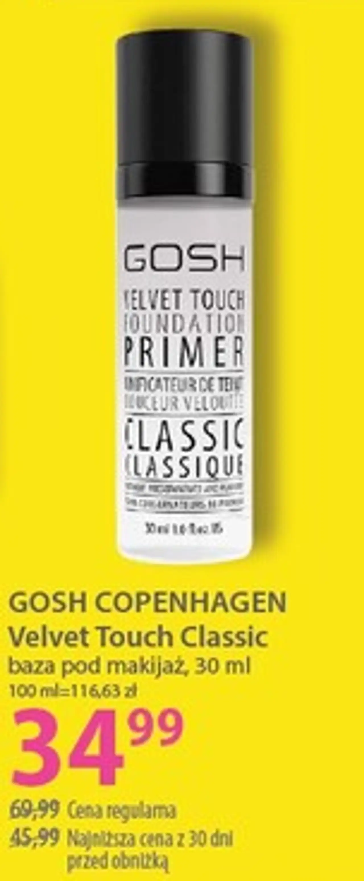 GOSH COPENHAGEN Velvet Touch Classic baza pod makijaż, 30 ml