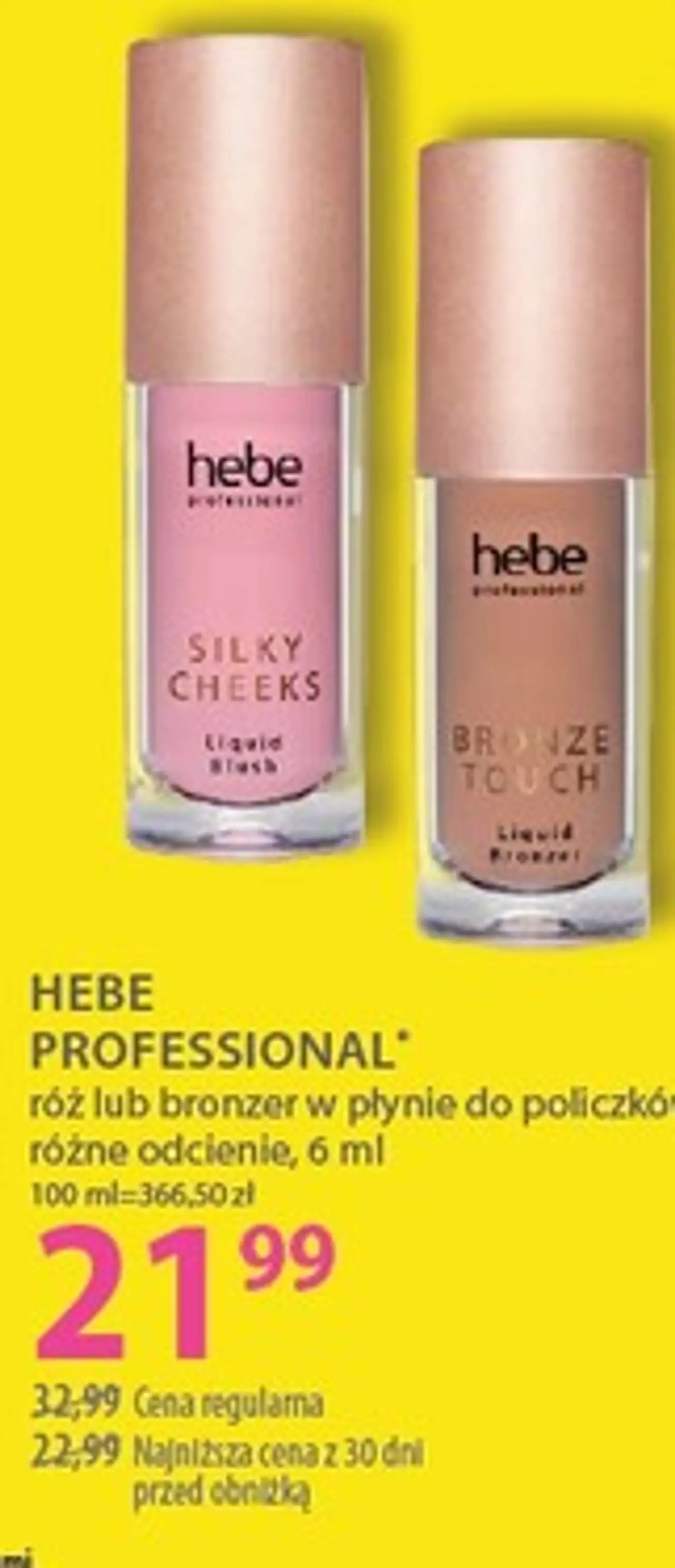 HEBE PROFESSIONAL róż lub bronzer w płynie do policzków, różne odcienie, 6 ml