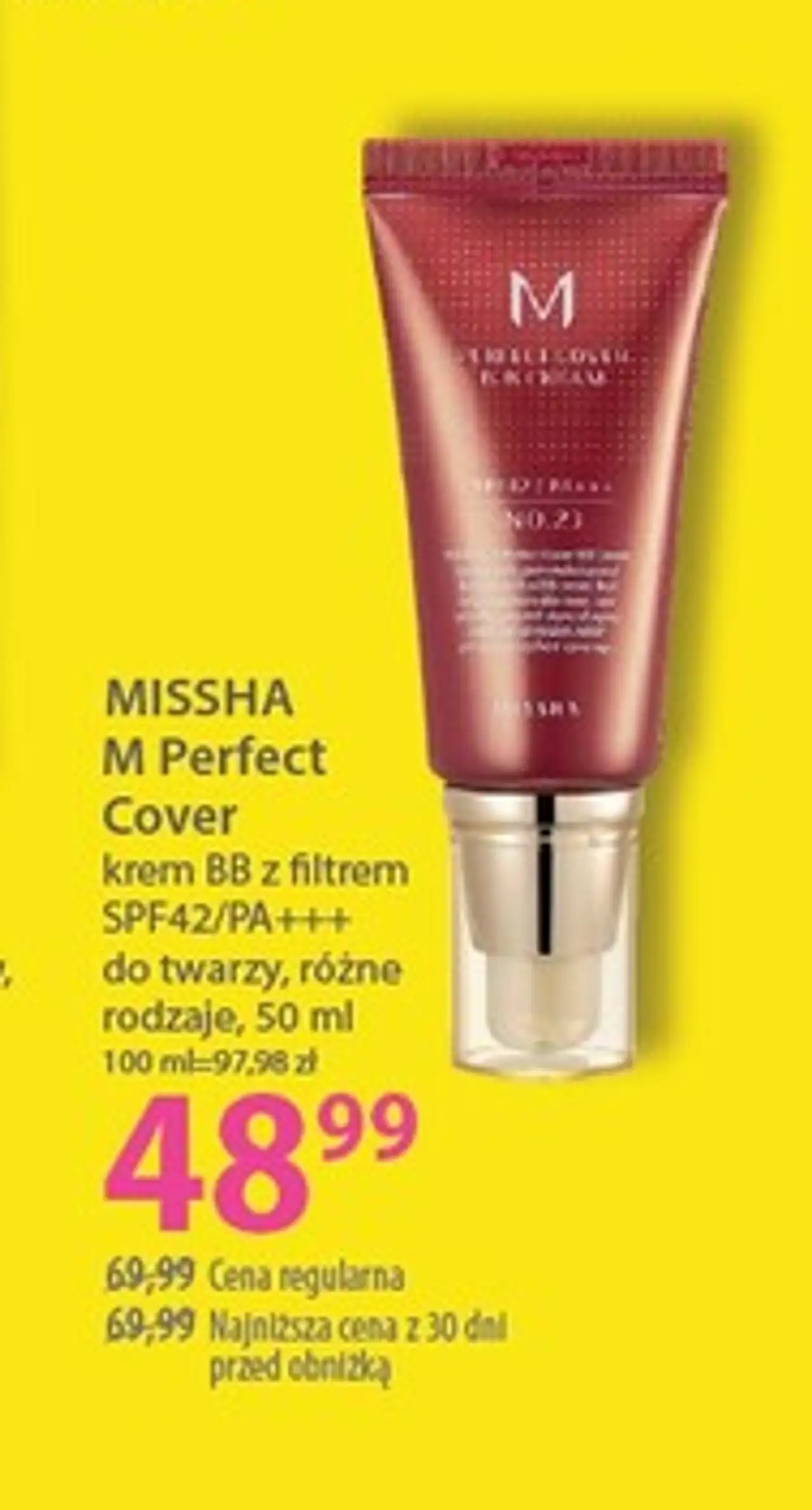MISSHA M Perfect Cover krem BB z filtrem SPF42/PA+++ do twarzy, różne rodzaje, 50 ml