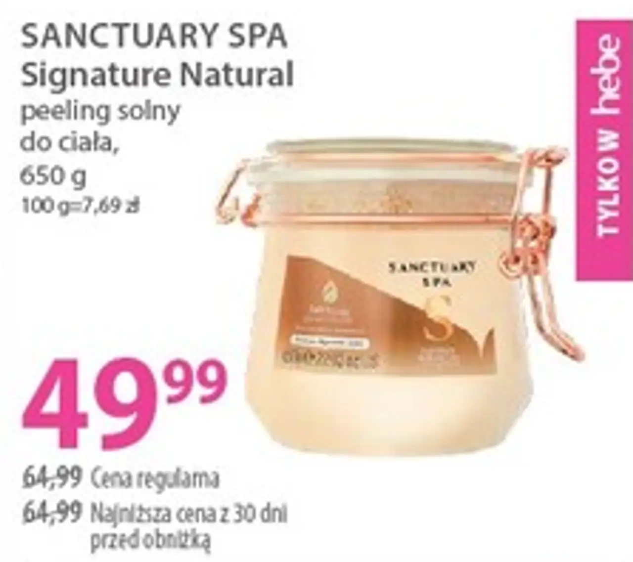 SANCTUARY SPA Signature Natural peeling solny do ciała, 650 g