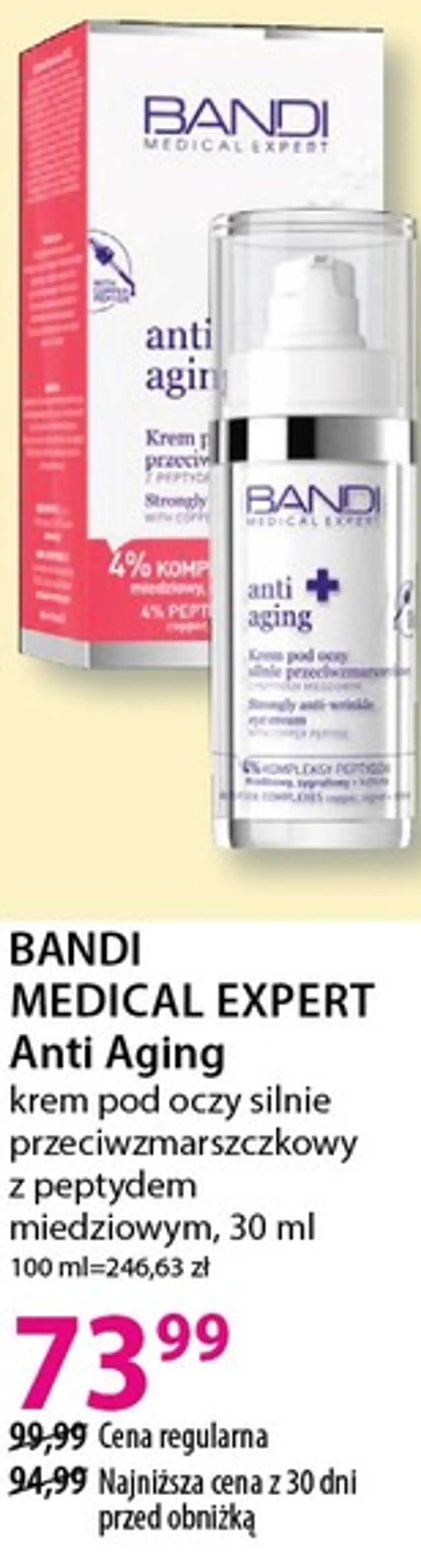 BANDI MEDICAL EXPERT Anti Aging krem pod oczy silnie przeciwzmarszczkowy z peptydem miedziowym, 30 ml