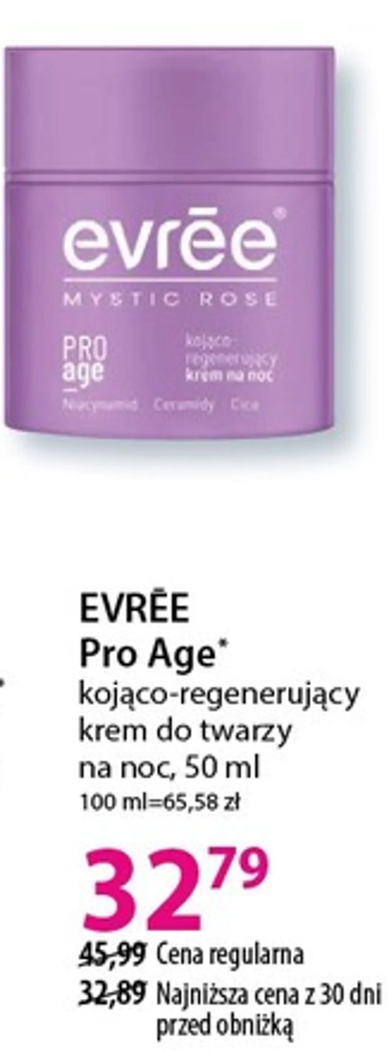 EVRĒE Pro Age kojąco-regenerujący krem do twarzy na noc, 50 ml