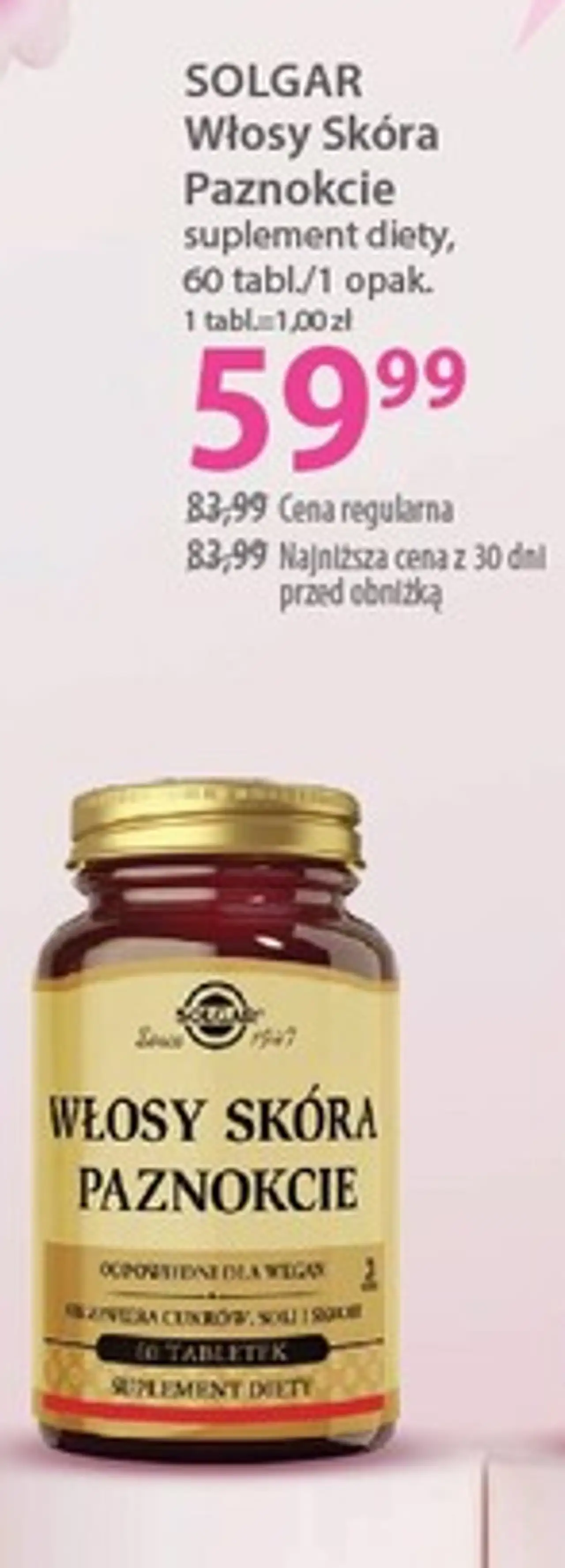 SOLGAR Włosy Skóra Paznokcie suplement diety