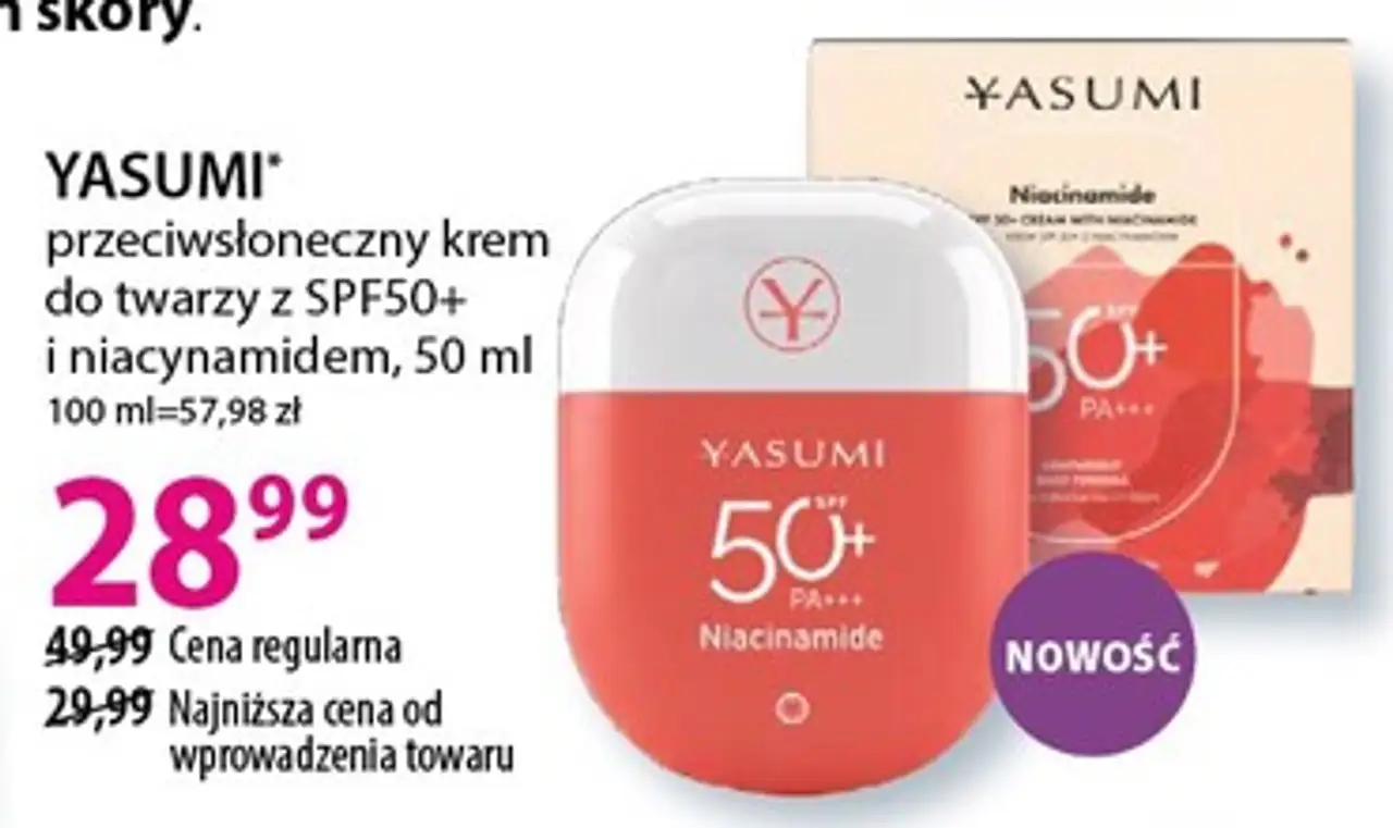 przeciwsłoneczny krem do twarzy z SPF50+ i niacynamidem, 50 ml