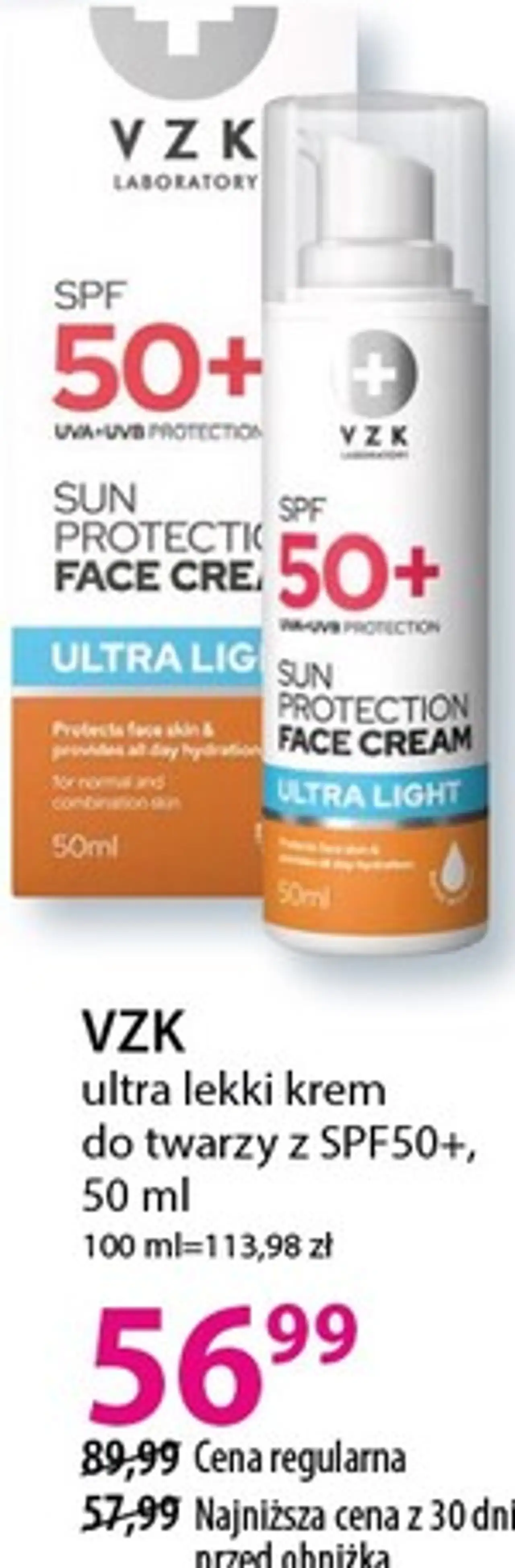 ultra lekki krem do twarzy z SPF50+, 50 ml