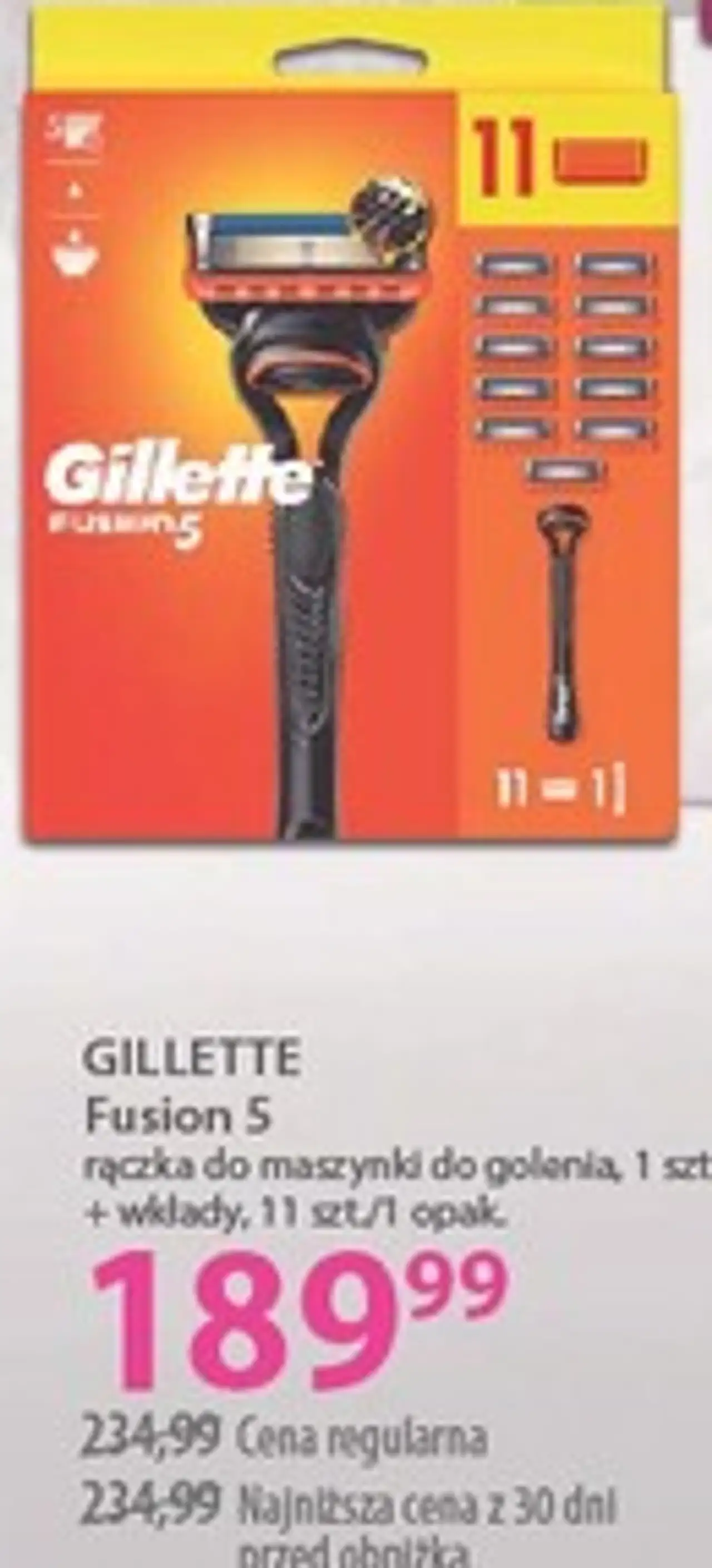GILLETTE Fusion 5 rączka do maszynki do golenia, 1 szt. + wkłady, 11 szt./1 opak.