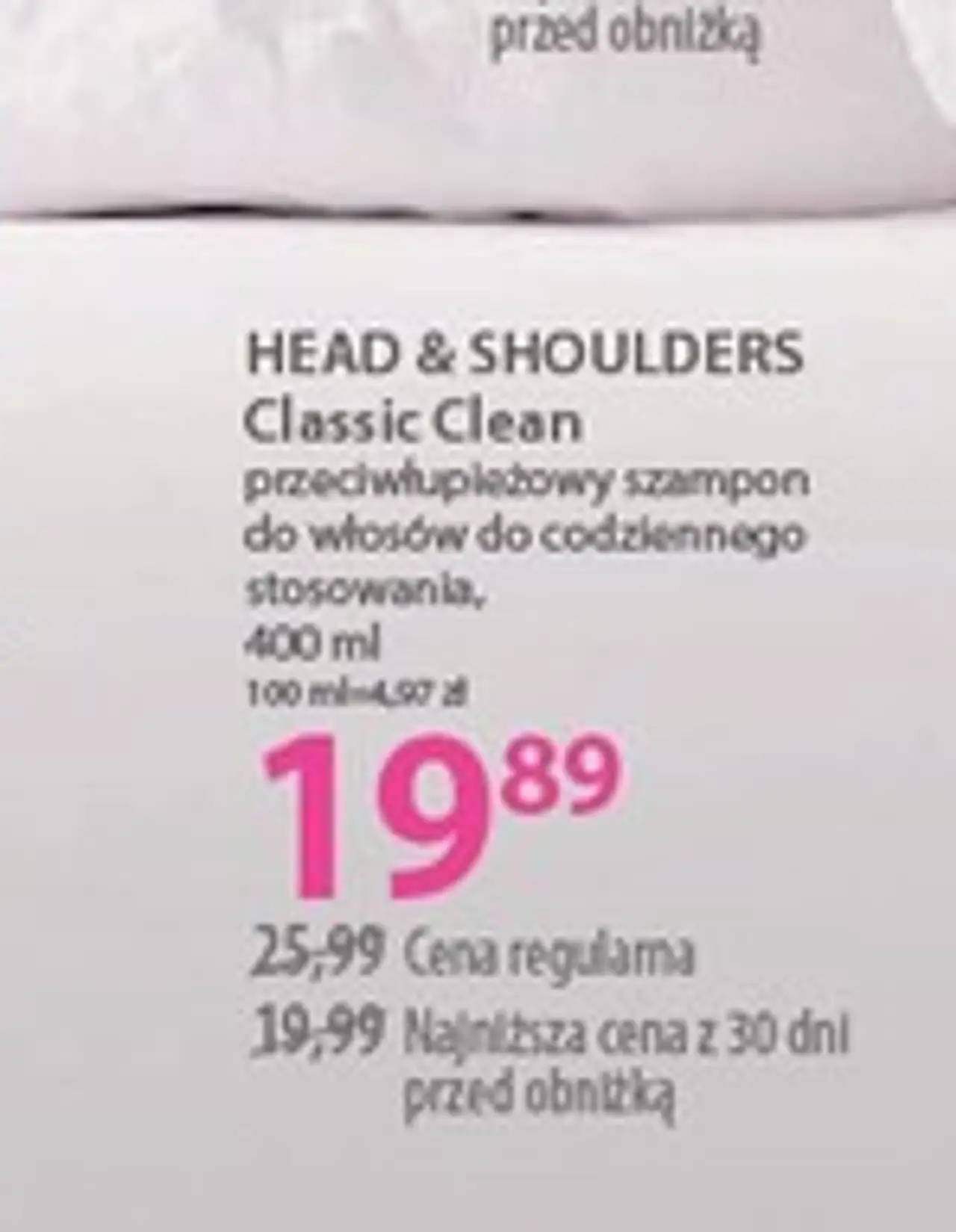 HEAD & SHOULDERS Classic Clean przeciwłupieżowy szampon do włosów do codziennego stosowania, 400 ml