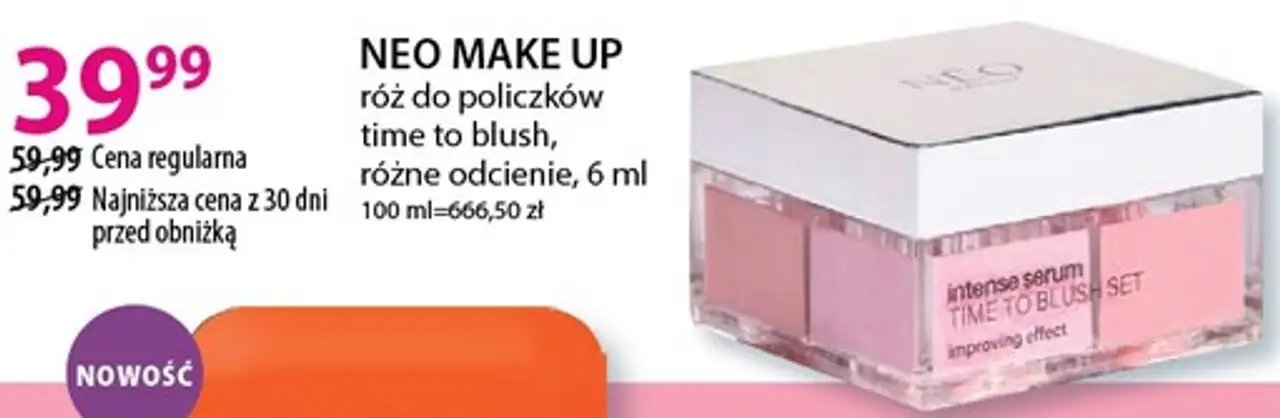 NEO MAKE UP róż do policzków time to blush, różne odcienie, 6 ml