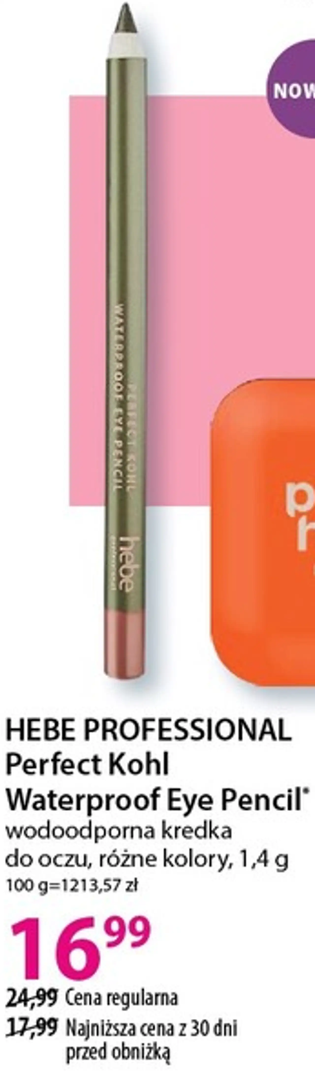 HEBE PROFESSIONAL Perfect Kohl Waterproof Eye Pencil wodoodporna kredka do oczu, różne kolory, 1,4 g