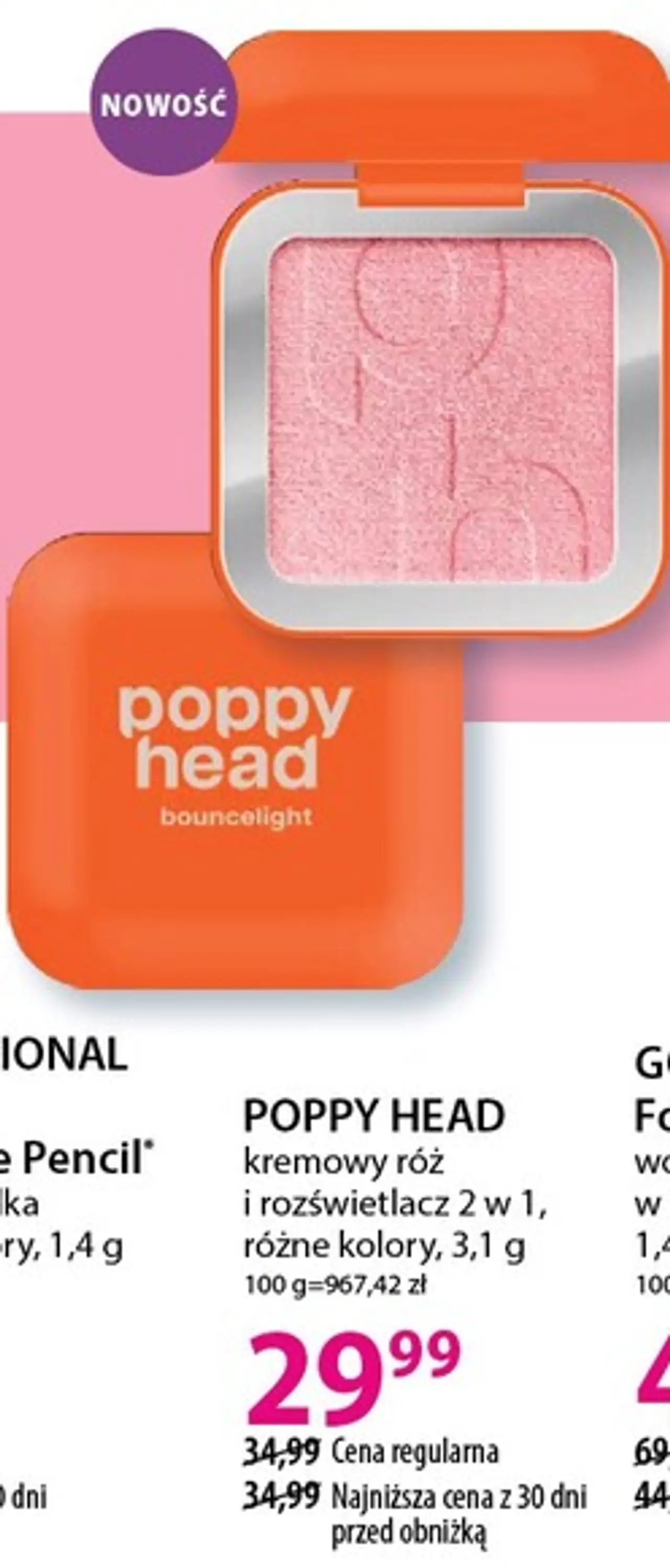 POPPY HEAD kremowy róż i rozświetlacz 2 w 1, różne kolory, 3,1 g