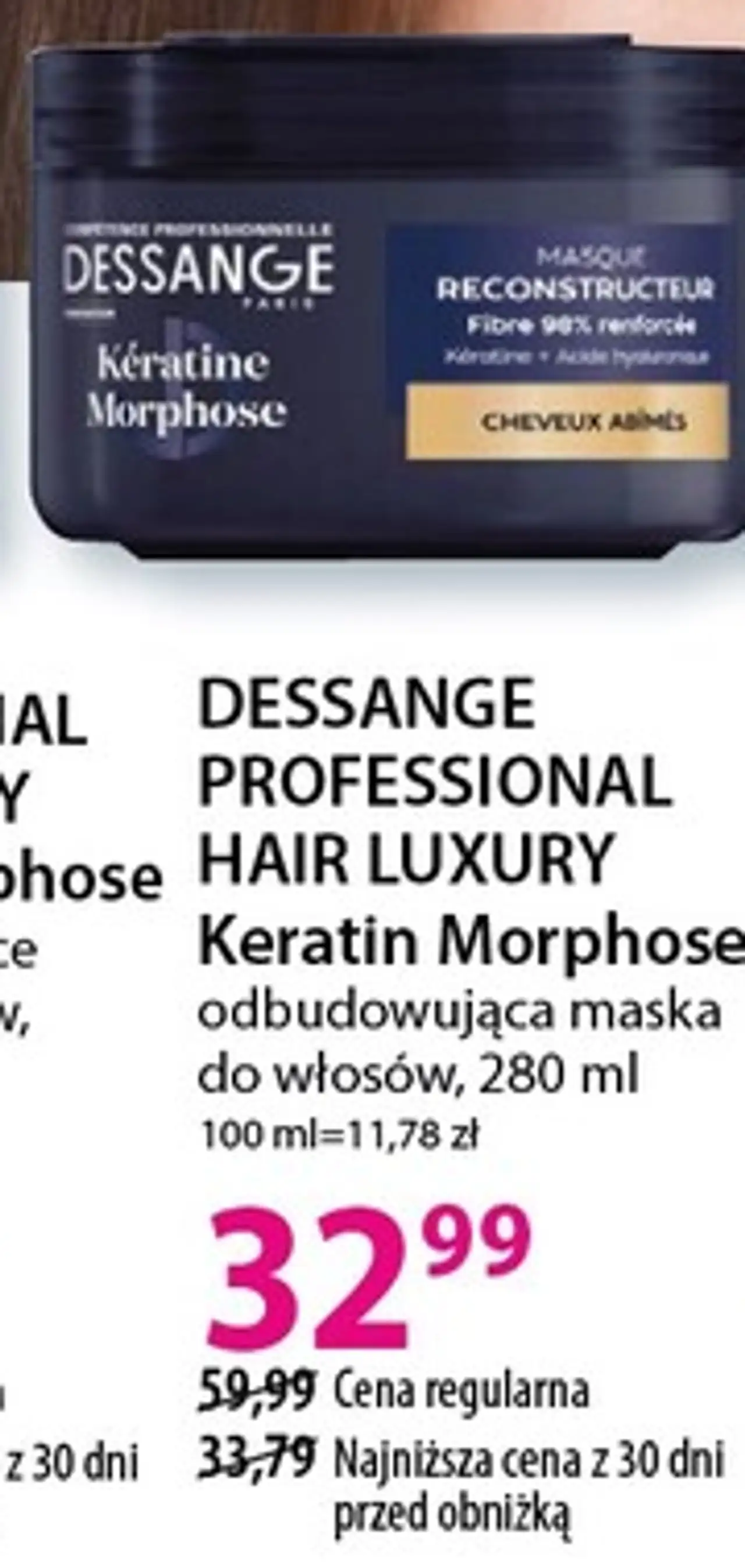 DESSANGE PROFESSIONAL HAIR LUXURY Keratin Morphose odbudowująca maska do włosów, 280 ml
