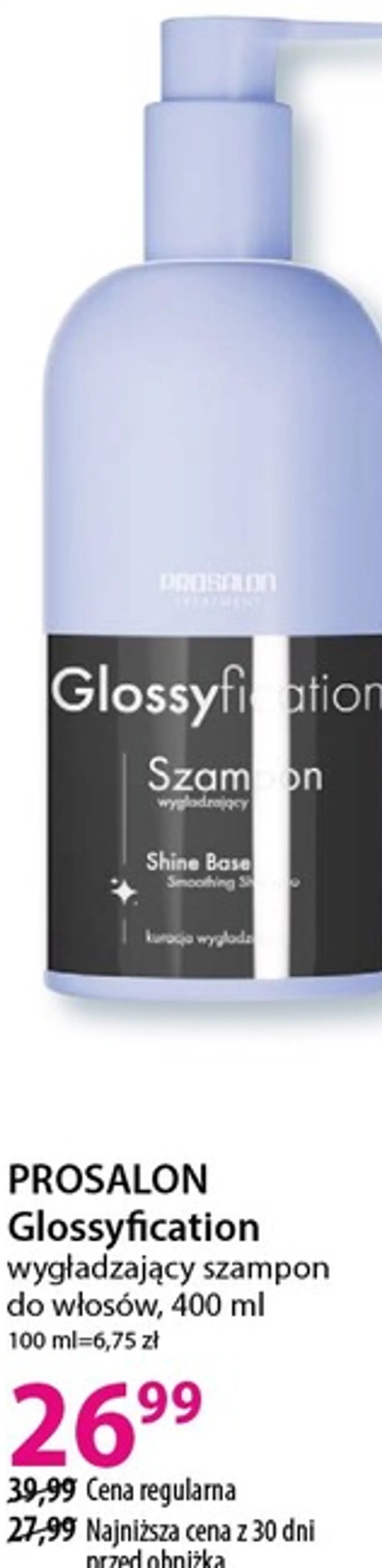 PROSALON Glossyfication wygładzający szampon do włosów, 400 ml