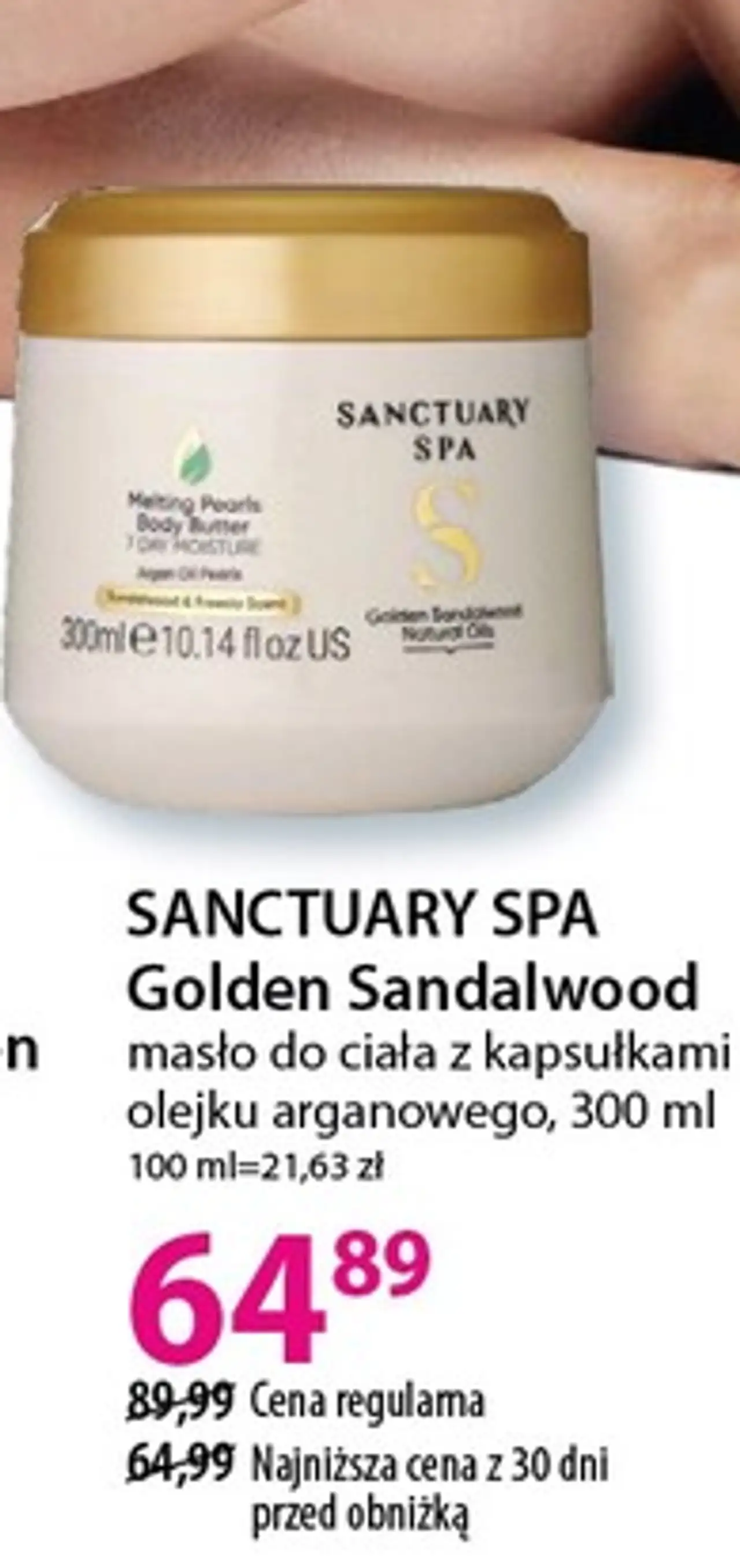 SANCTUARY SPA Golden Sandalwood masło do ciała z kapsułkami olejku arganowego, 300 ml