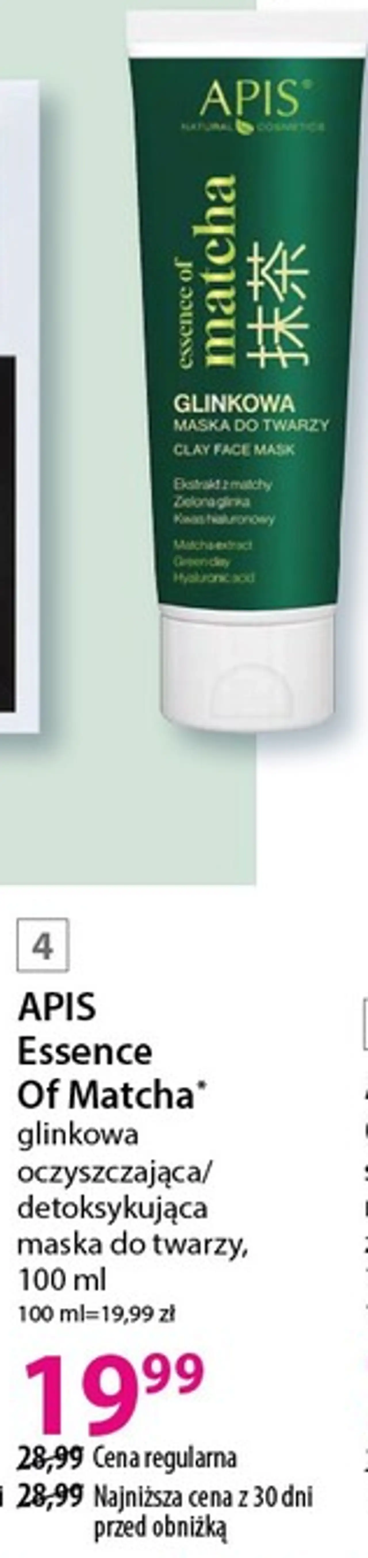 APIS Essence Of Matcha glinkowa oczyszczająca/detoksykująca maska do twarzy, 100 ml