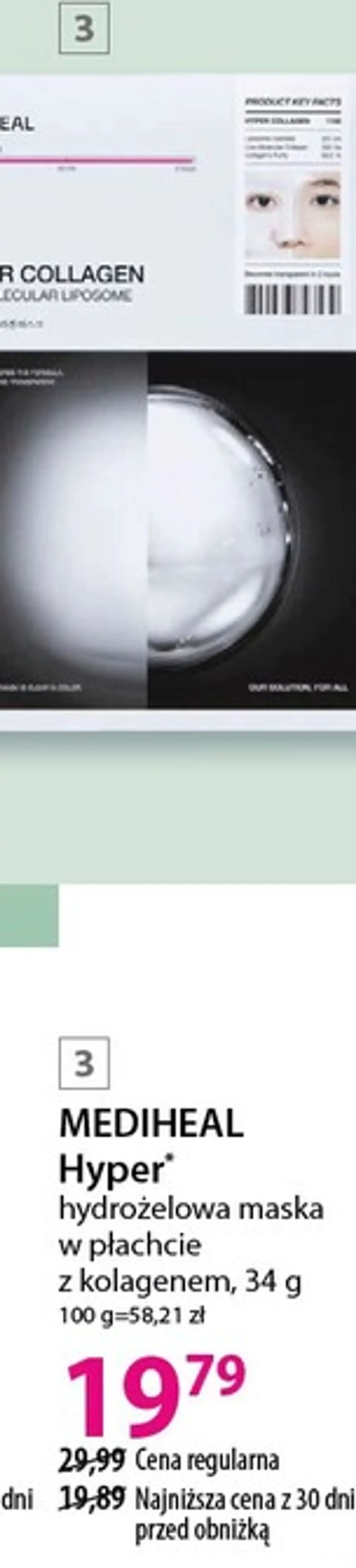 MEDIHEAL Hyper hydrożelowa maska w płachcie z kolagenem, 34 g