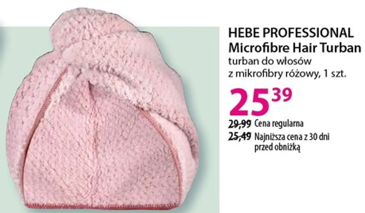 HEBE PROFESSIONAL Microfibre Hair Turban turban do włosów z mikrofibry różowy, 1 szt.