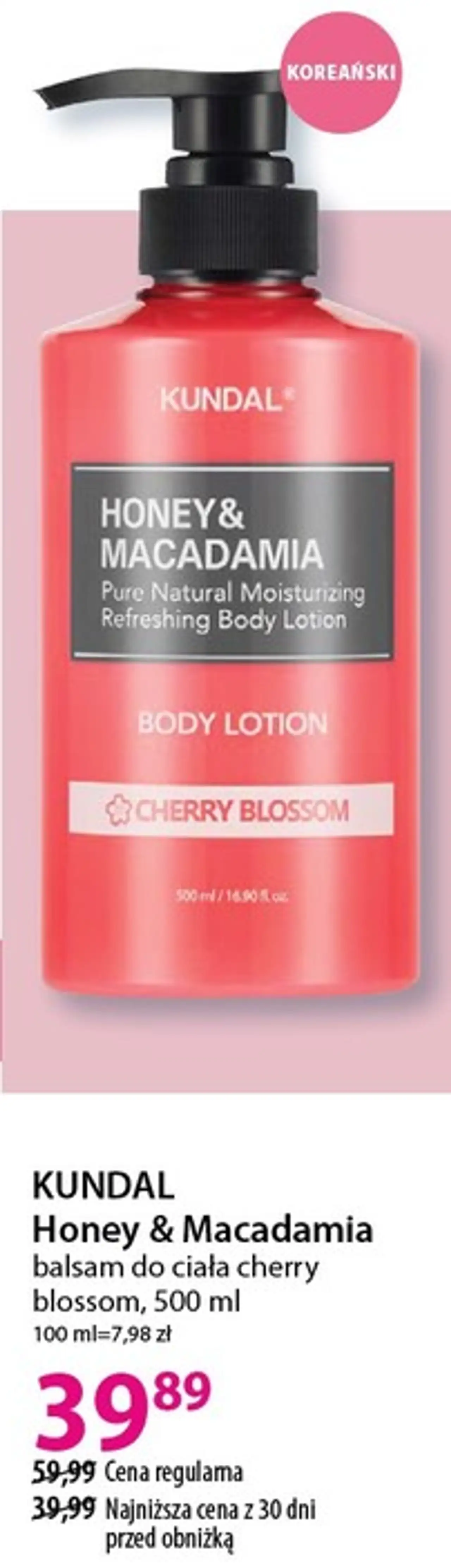 KUNDAL Honey & Macadamia balsam do ciała cherry blossom, 500 ml