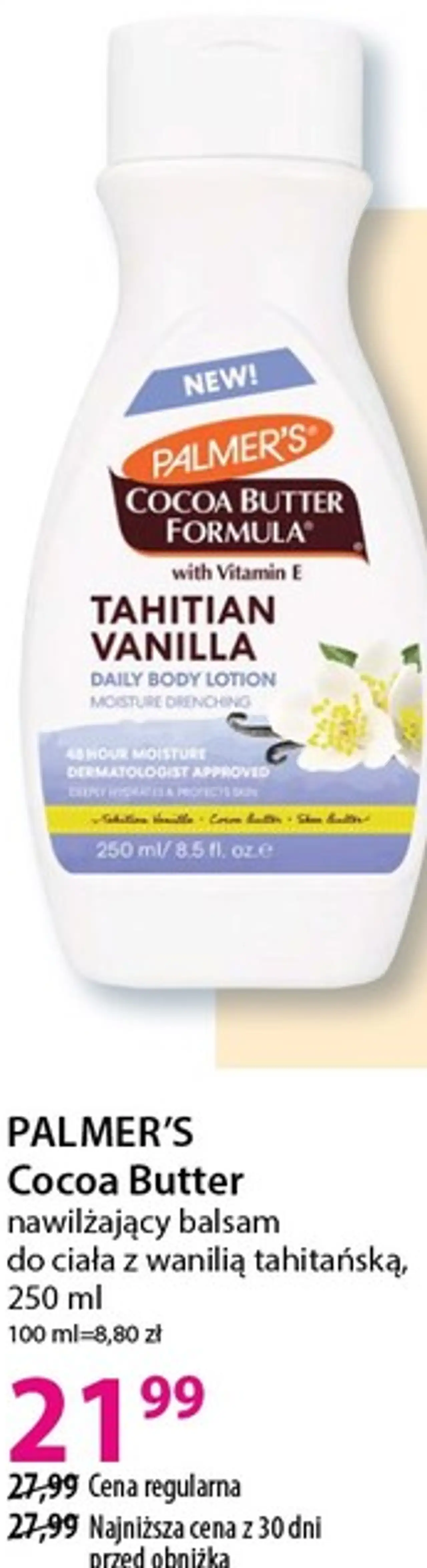 PALMER'S Cocoa Butter nawilżający balsam do ciała z wanilią tahitańską, 250 ml