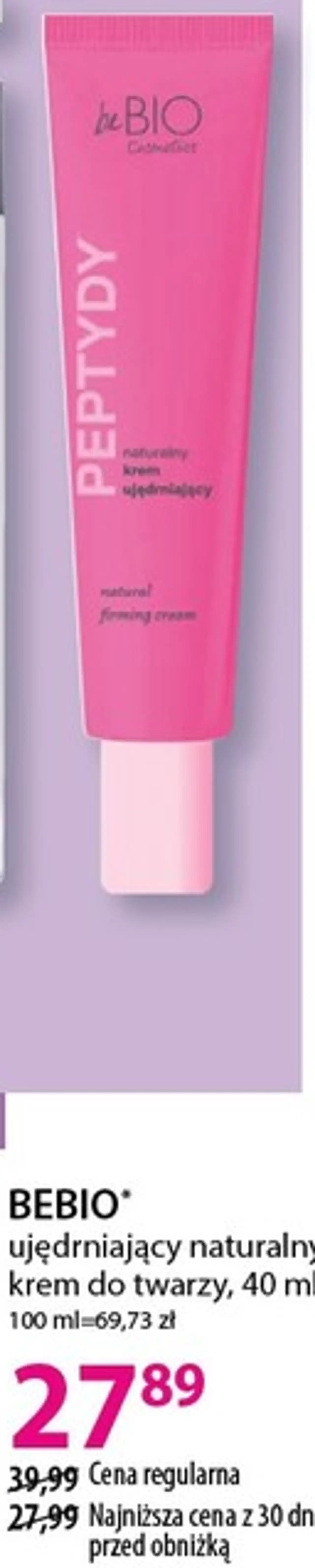 jędrniający naturalny krem do twarzy, 40 ml BEBIO*