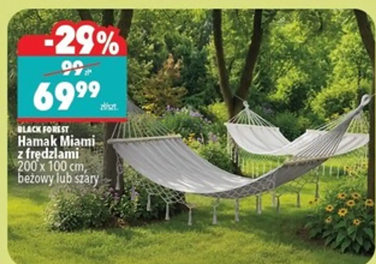 Hamak Miami z frędzlami 200 x 100 cm, beżowy lub szary BLACK FOREST